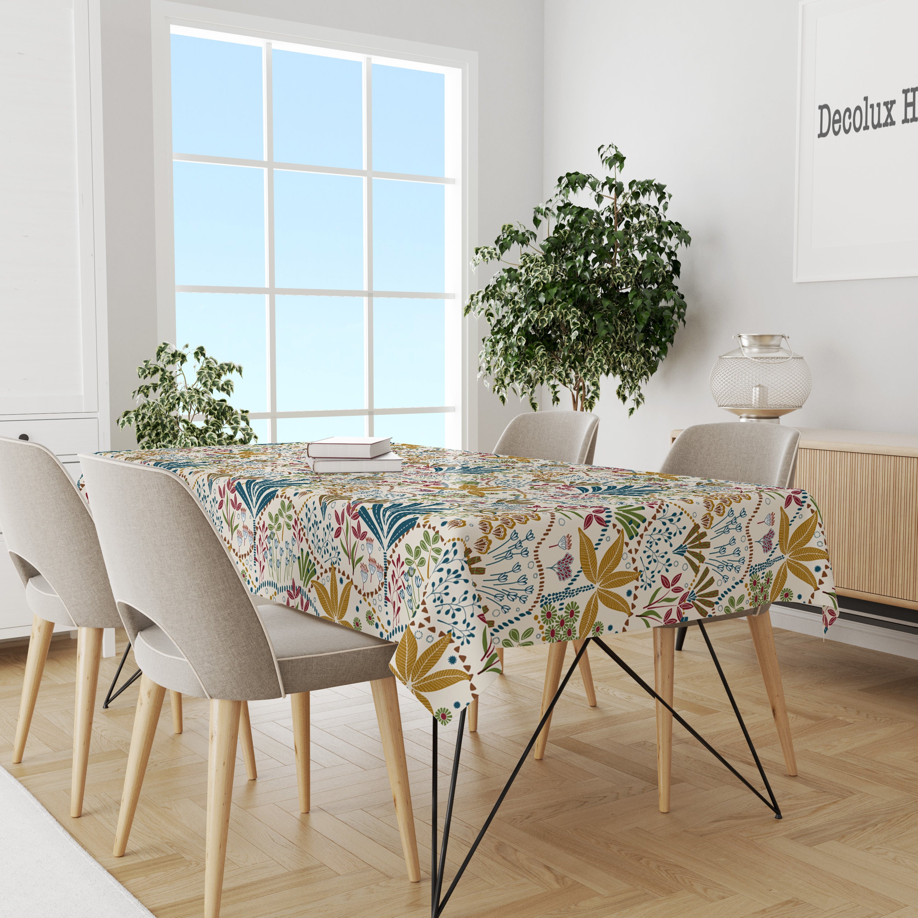 Patterned oilcloth tablecloth, waterproof and easy to clean