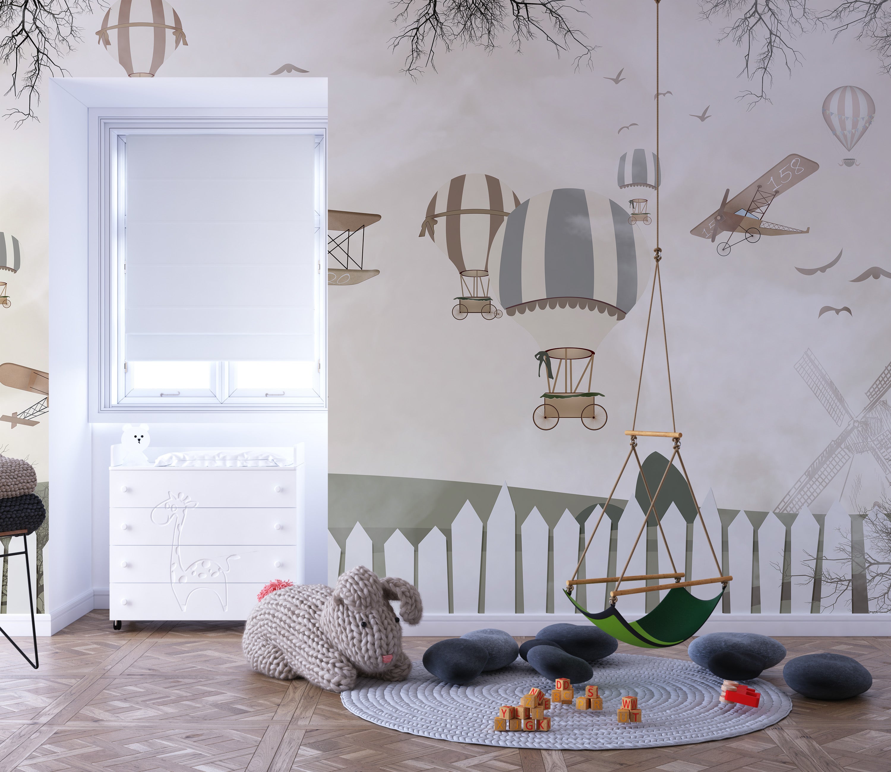 Mural vinílico autoadhesivo Wallplas Infantil Aviones