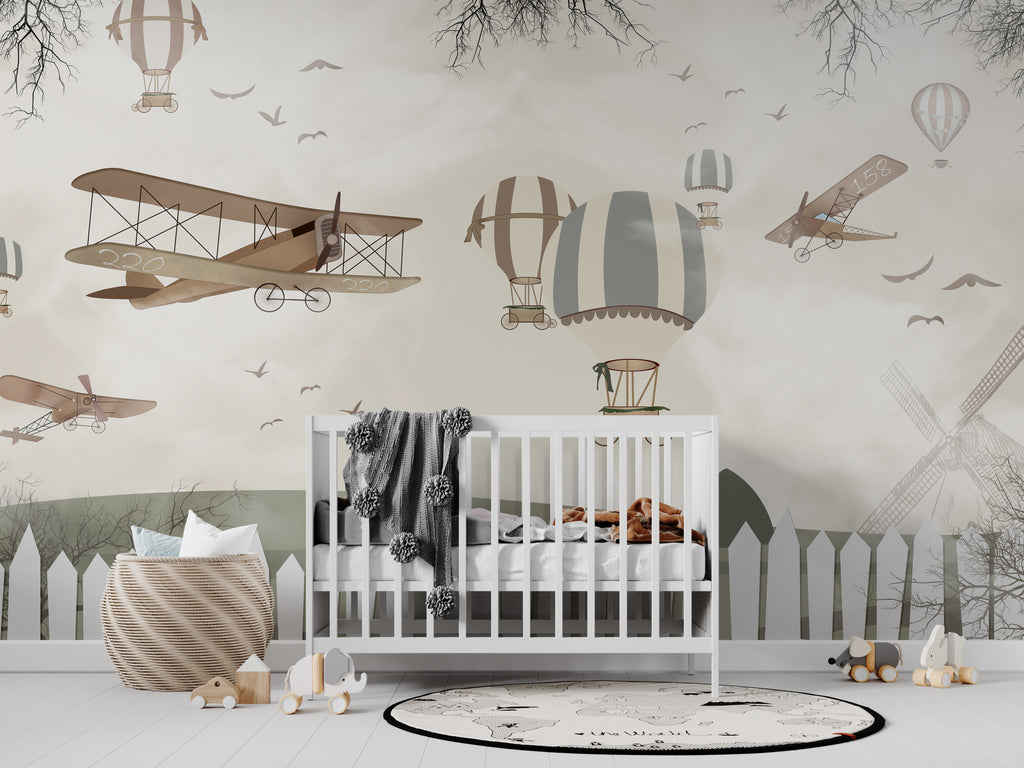 Mural vinílico autoadhesivo Wallplas Infantil Aviones