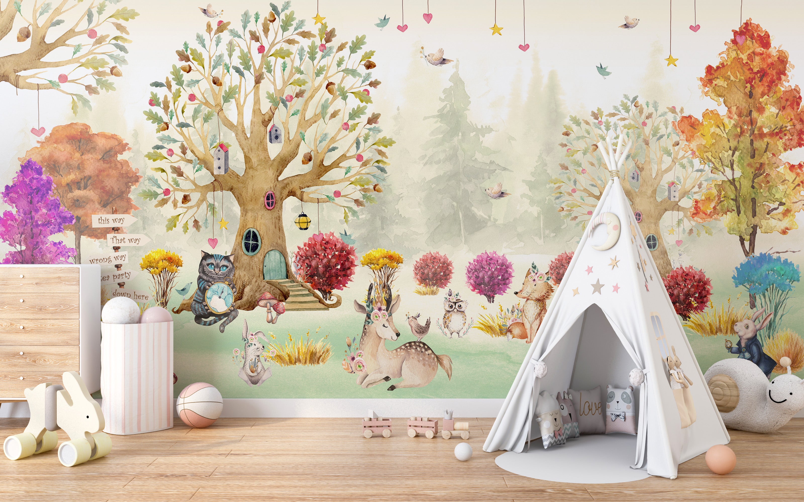Mural vinílico autoadhesivo Wallplas Infantil Otoñal