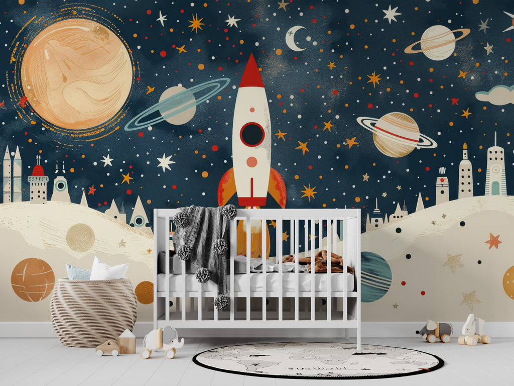 Mural vinílico autoadhesivo Wallplas Infantil Cohete