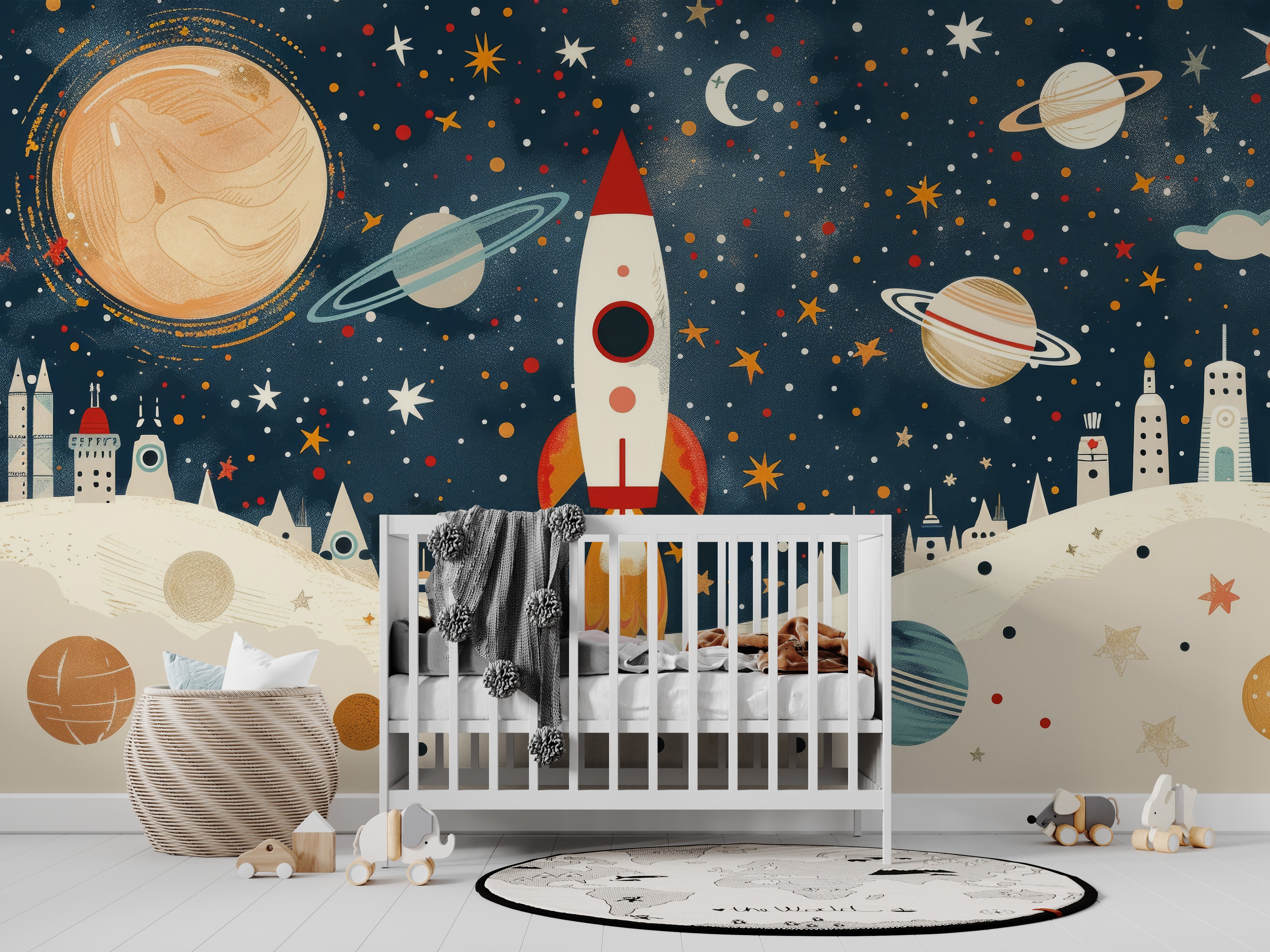 Mural vinílico autoadhesivo Wallplas Infantil Cohete