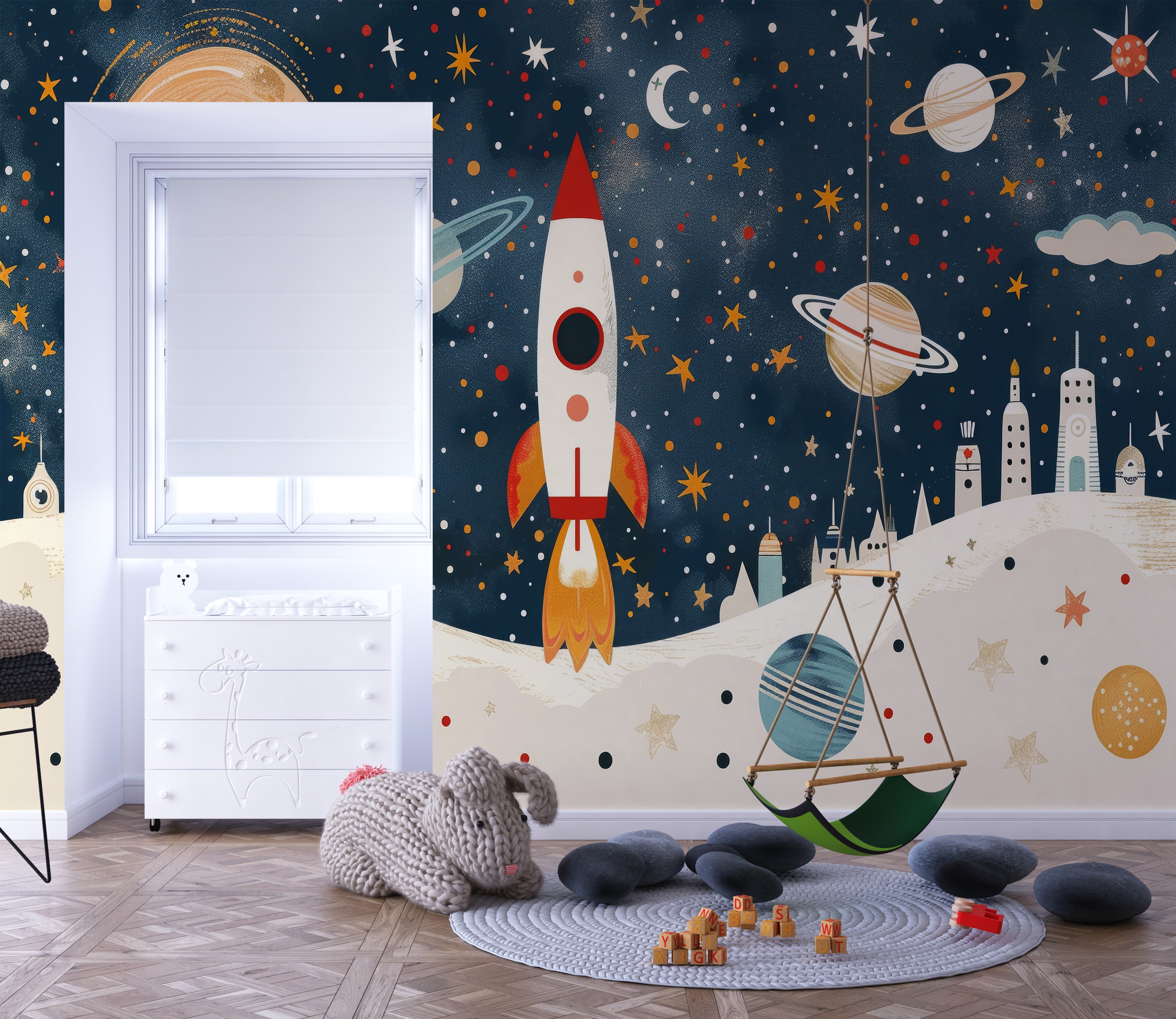 Mural vinílico autoadhesivo Wallplas Infantil Cohete