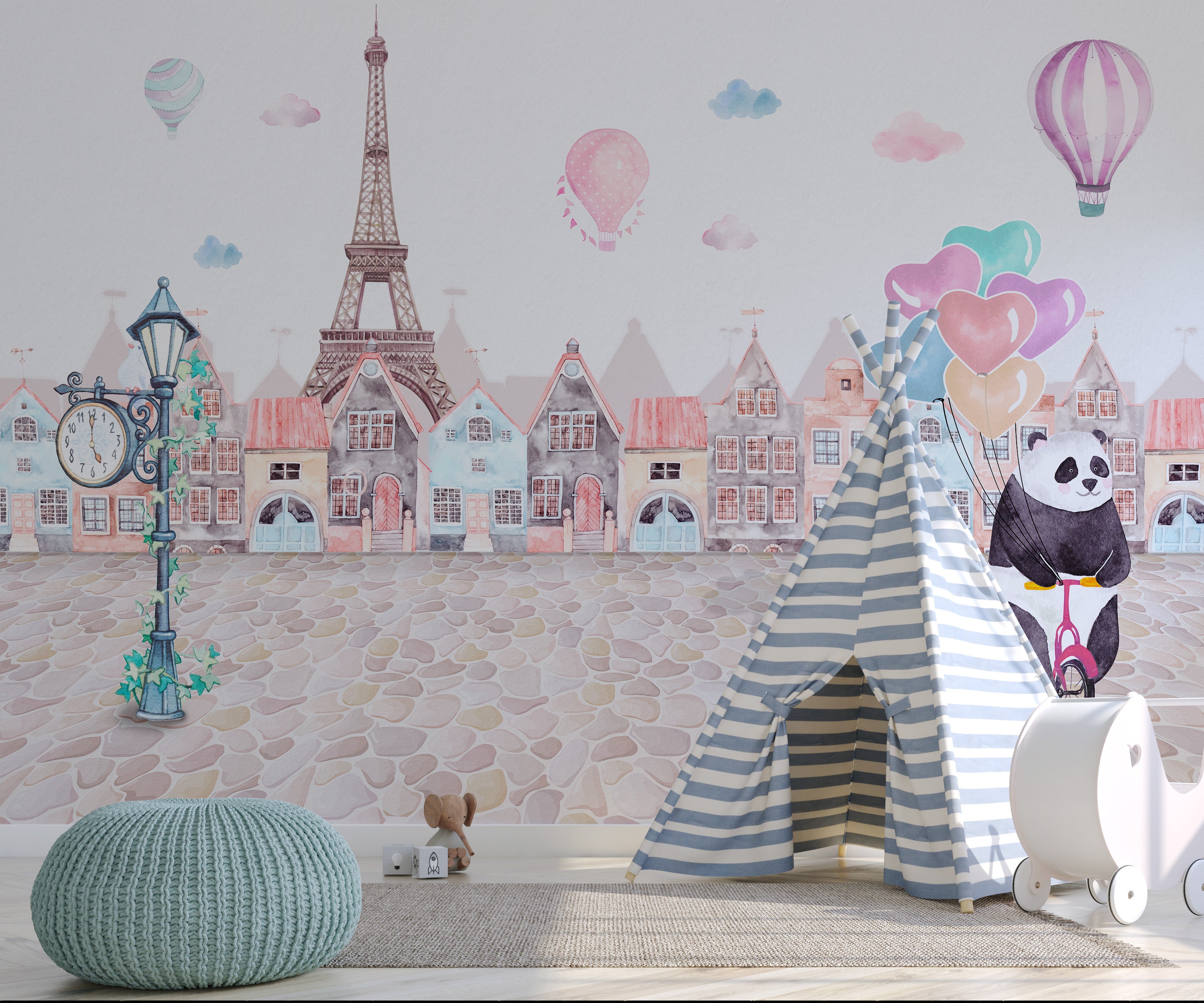 Mural vinílico autoadhesivo Wallplas Infantil Panda