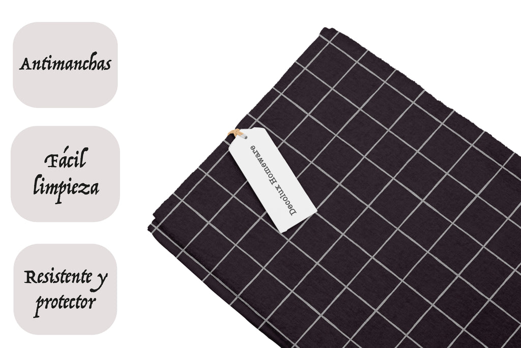 Mantel de hule estampado, impermeable y fácil de limpiar | Flisen negro
