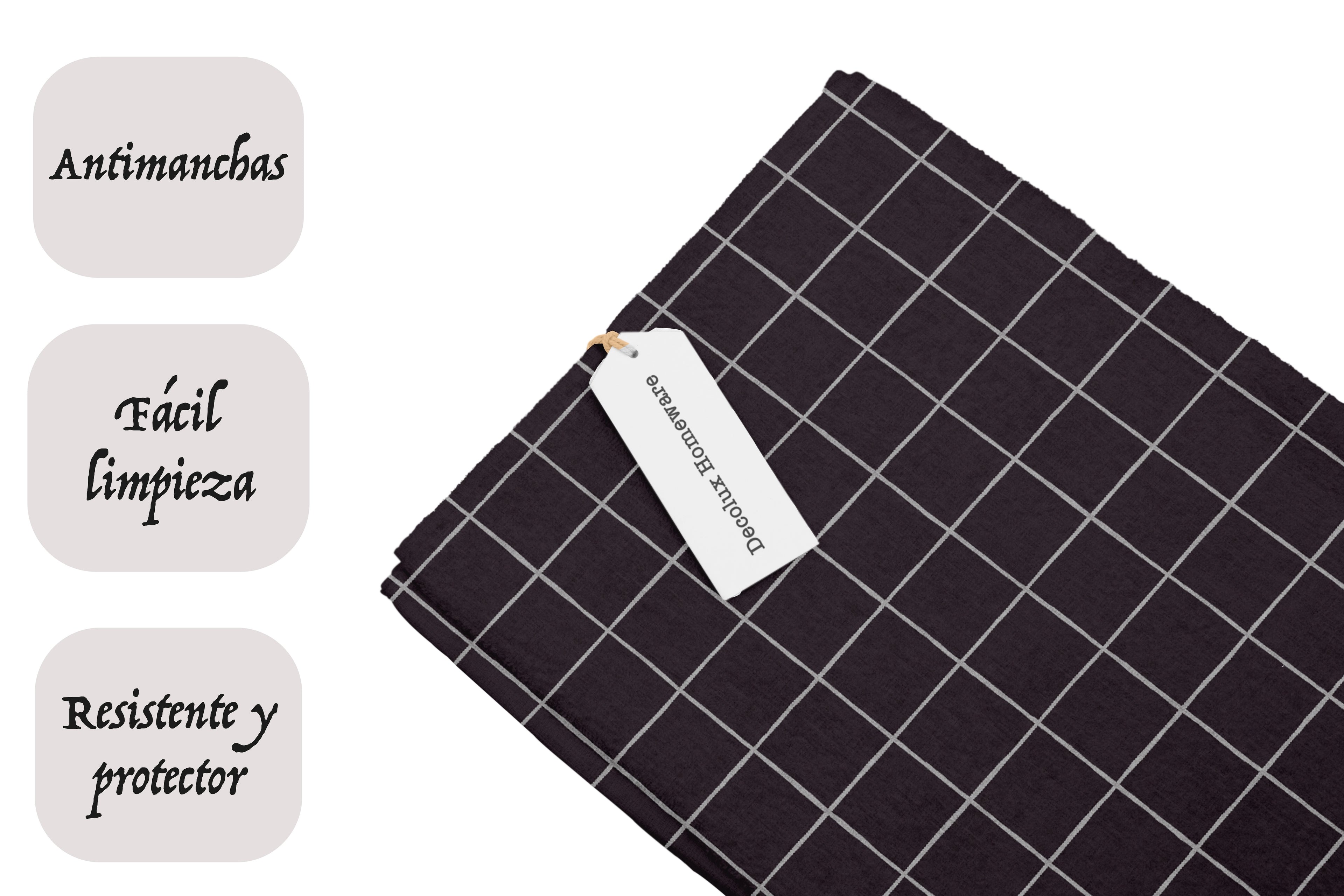 Mantel de hule estampado, impermeable y fácil de limpiar | Flisen negro