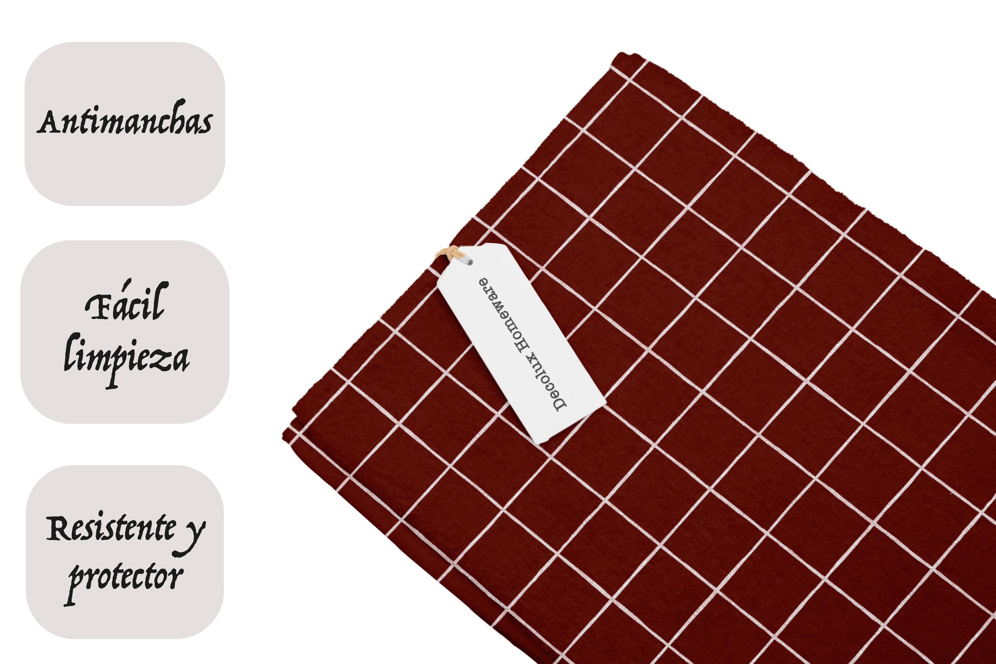 Mantel de hule estampado, impermeable y fácil de limpiar | Flisen burdeos