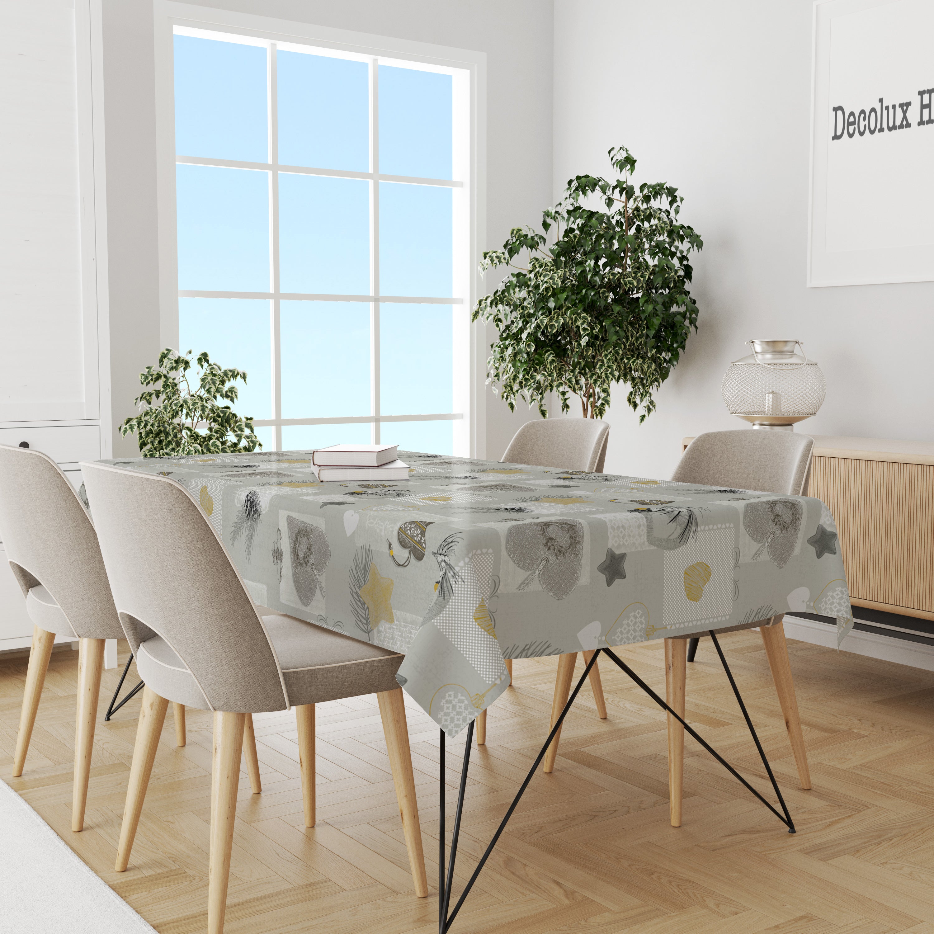 Mantel de hule estampado, impermeable y fácil de limpiar | Ast beige