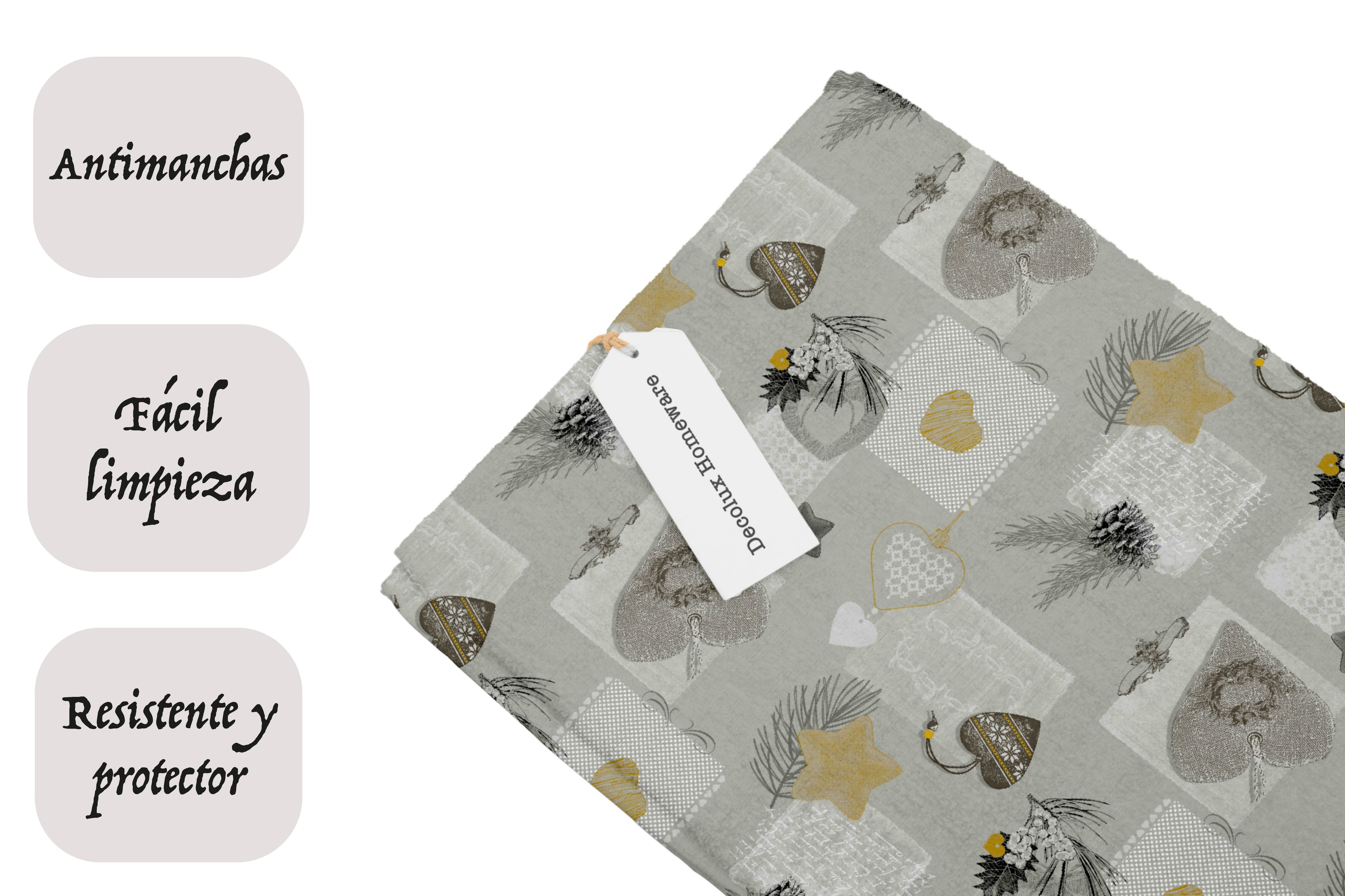 Mantel de hule estampado, impermeable y fácil de limpiar | Ast beige