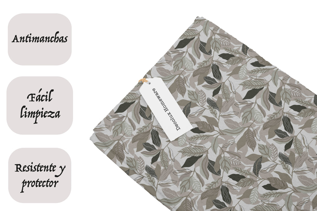 Mantel de hule estampado, impermeable y fácil de limpiar | Taia gris