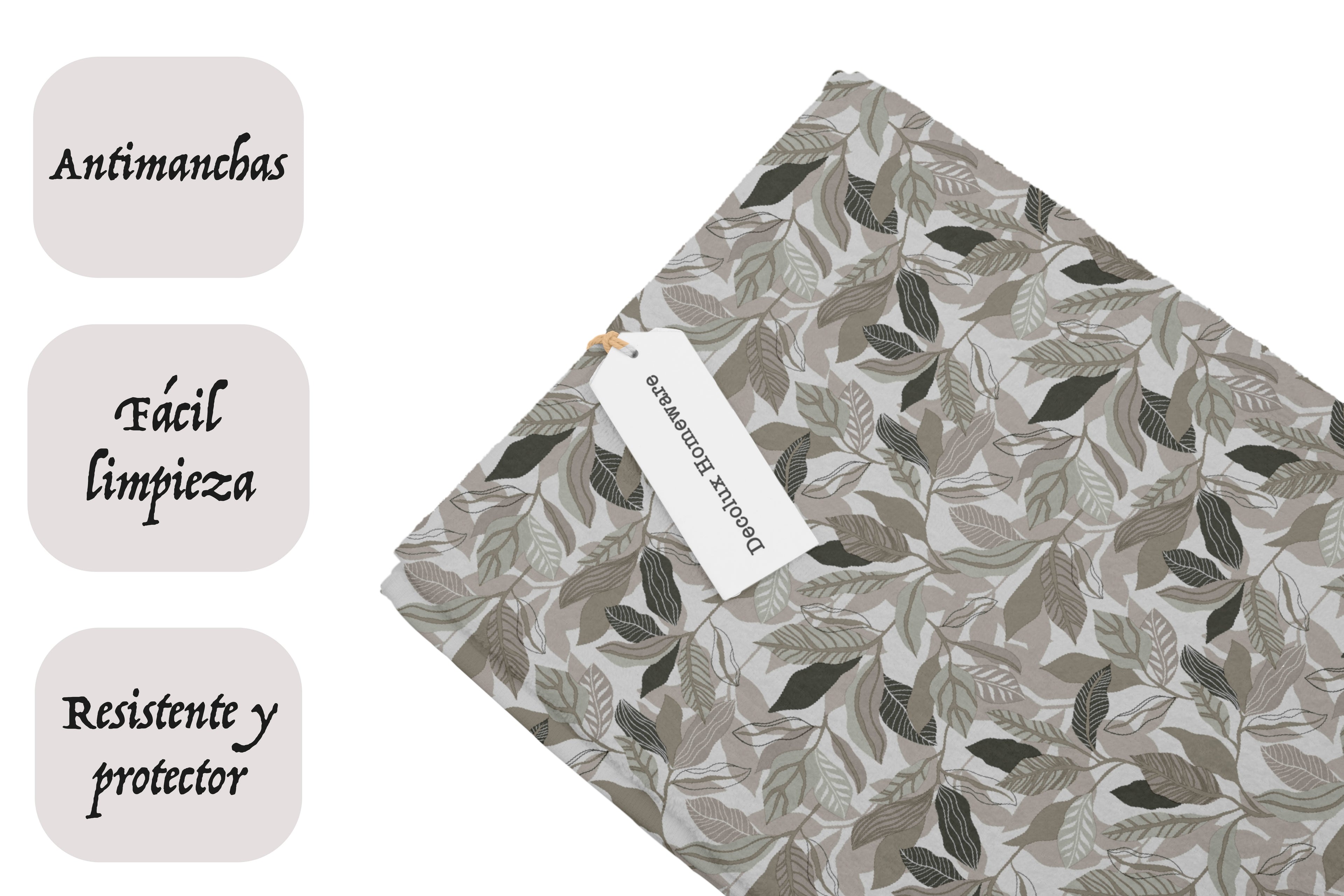 Mantel de hule estampado, impermeable y fácil de limpiar | Taia gris