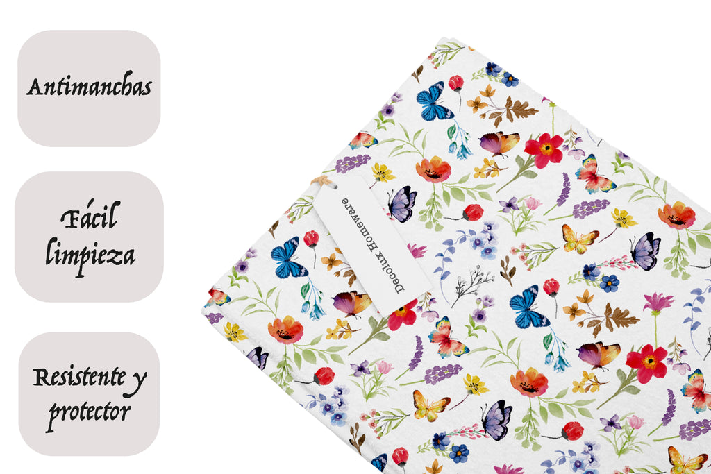 Mantel de hule estampado, impermeable y fácil de limpiar | Farfalla multicolor