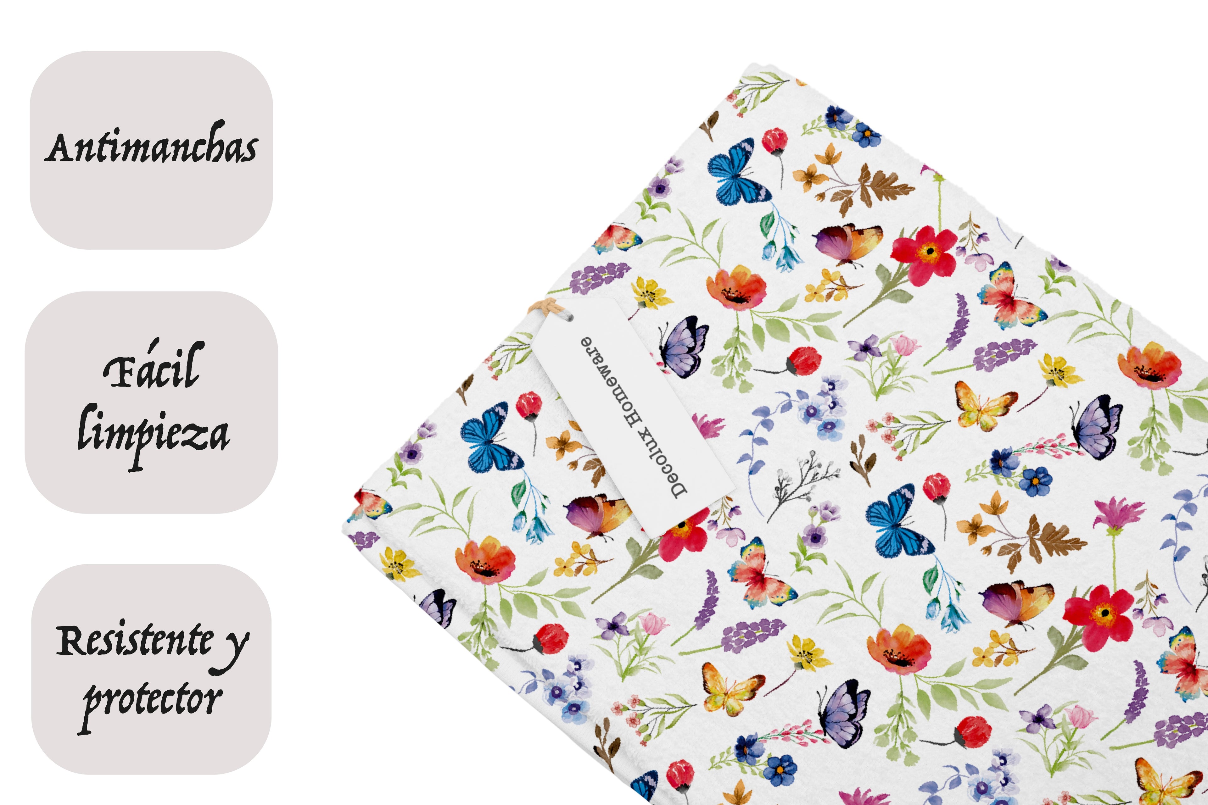 Mantel de hule estampado, impermeable y fácil de limpiar | Farfalla multicolor