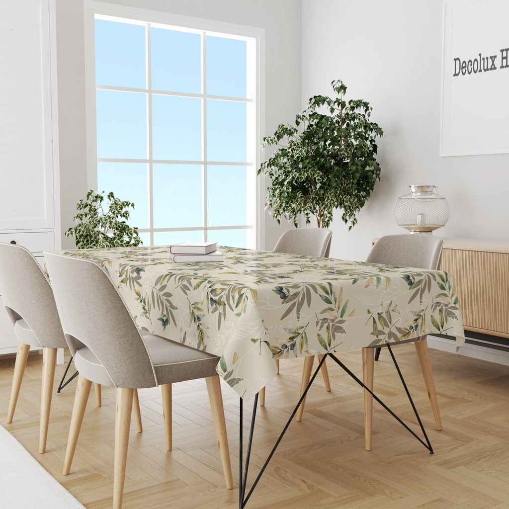 Mantel de hule estampado, impermeable y fácil de limpiar | Oliva beige