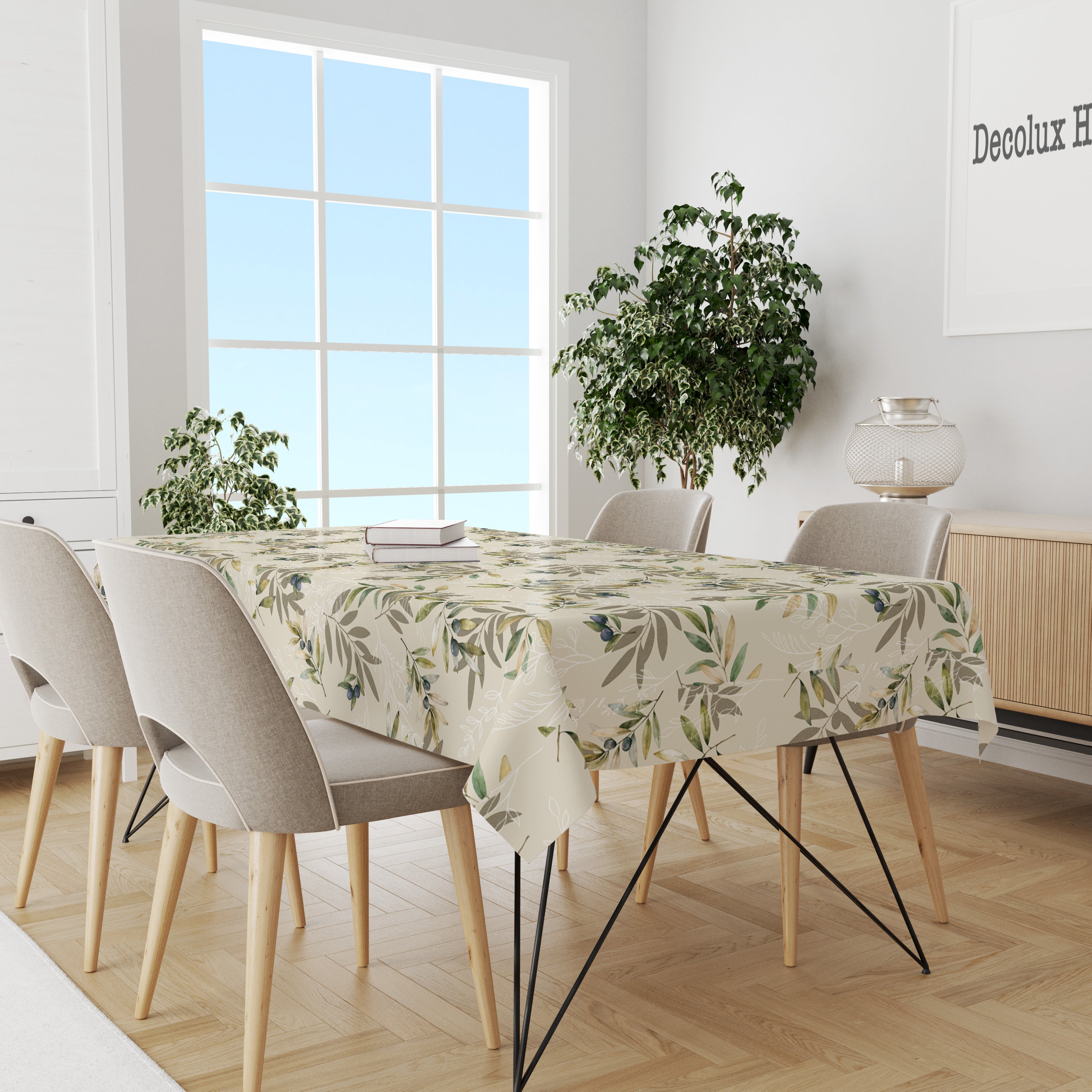 Mantel de hule estampado, impermeable y fácil de limpiar | Oliva beige