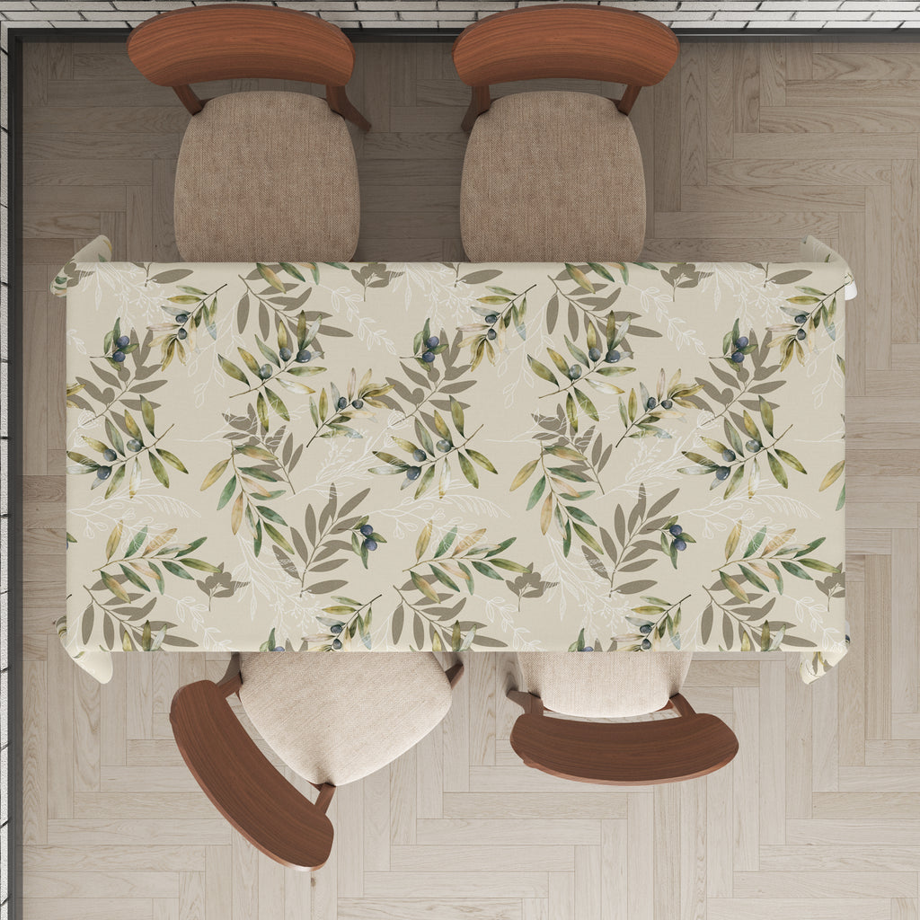 Mantel de hule estampado, impermeable y fácil de limpiar | Oliva beige