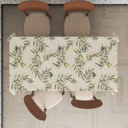 Mantel de hule estampado, impermeable y fácil de limpiar | Oliva beige