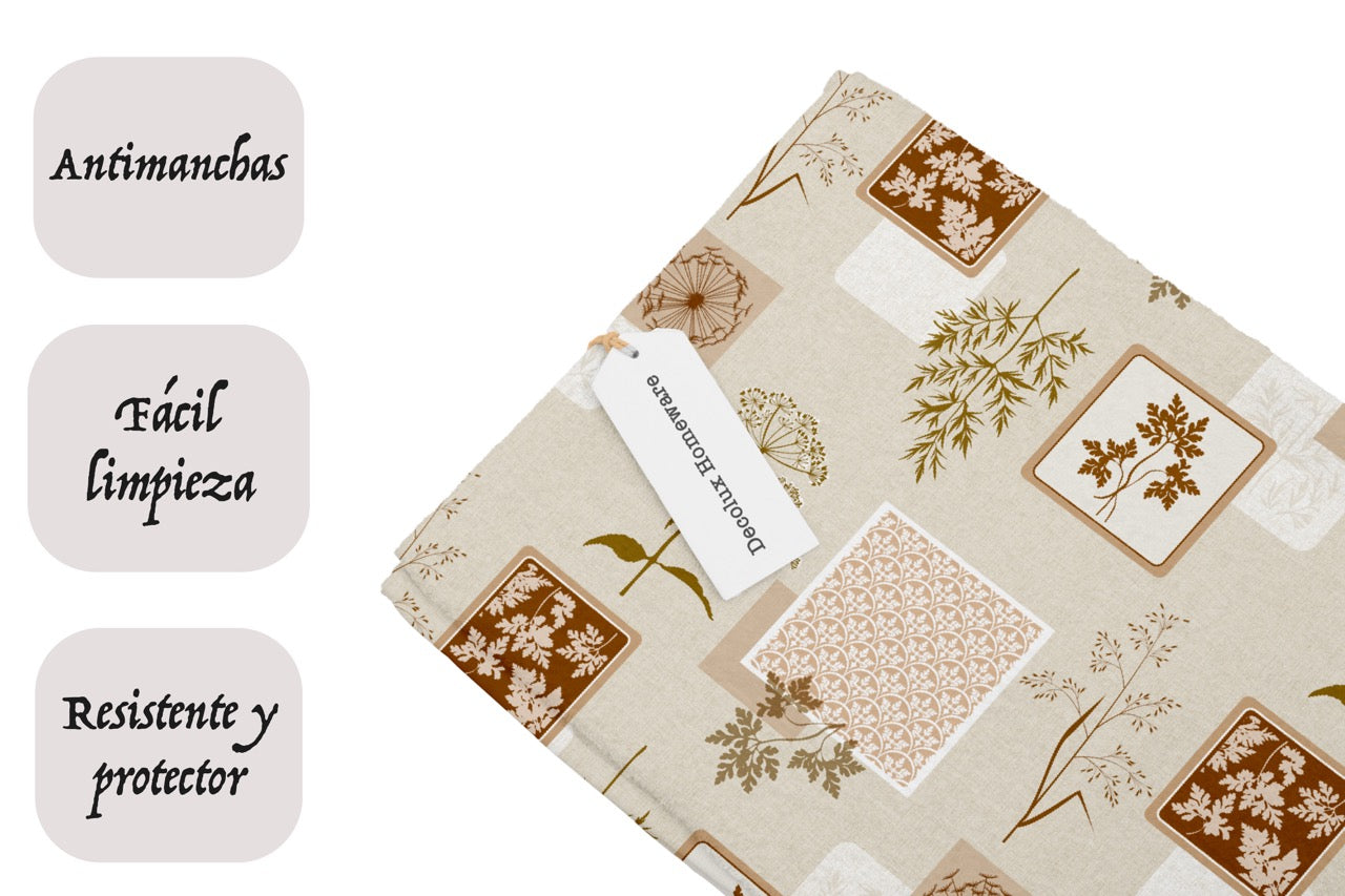 Mantel de hule estampado, impermeable y fácil de limpiar | Paleo terracota