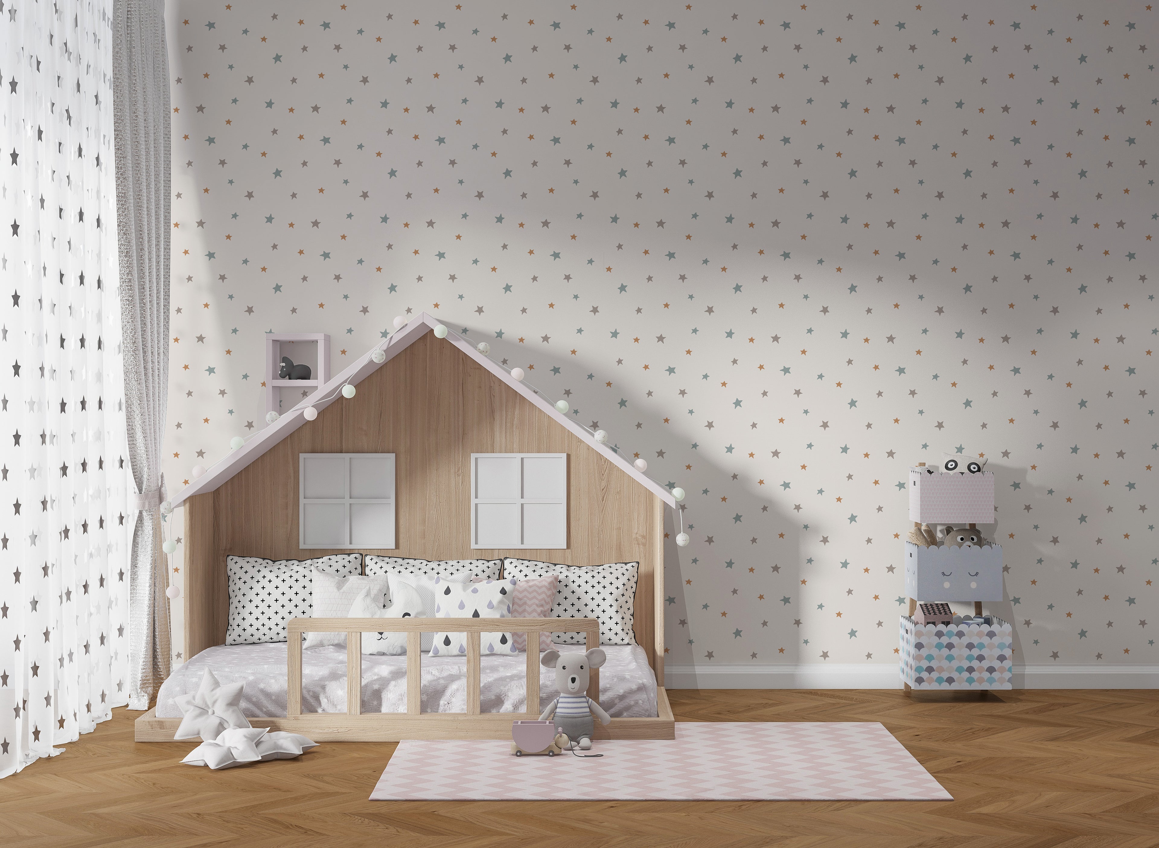 Papel pintado vinílico adhesivo infnatil Wallplas Estrellas