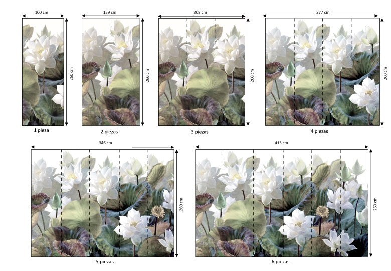 Mural vinílico autoadhesivo Wallplas Lirios