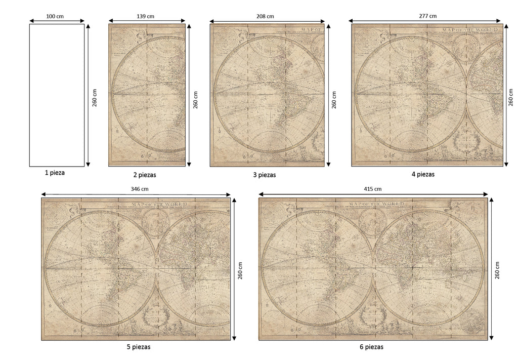 Mural vinílico autoadhesivo Wallplas Mapa mundi