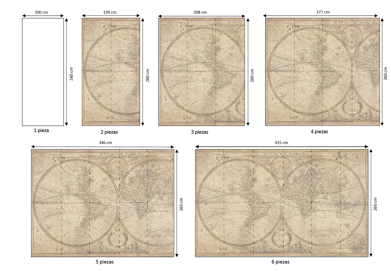 Mural vinílico autoadhesivo Wallplas Mapa mundi