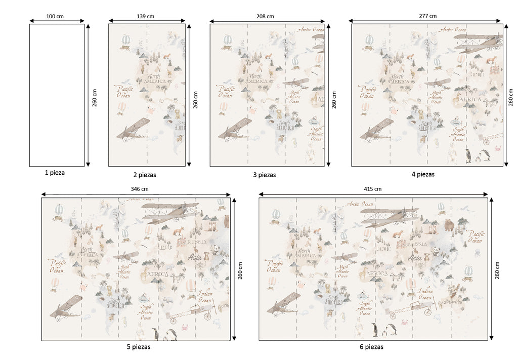Mural vinílico autoadhesivo Wallplas Infantil Mapa