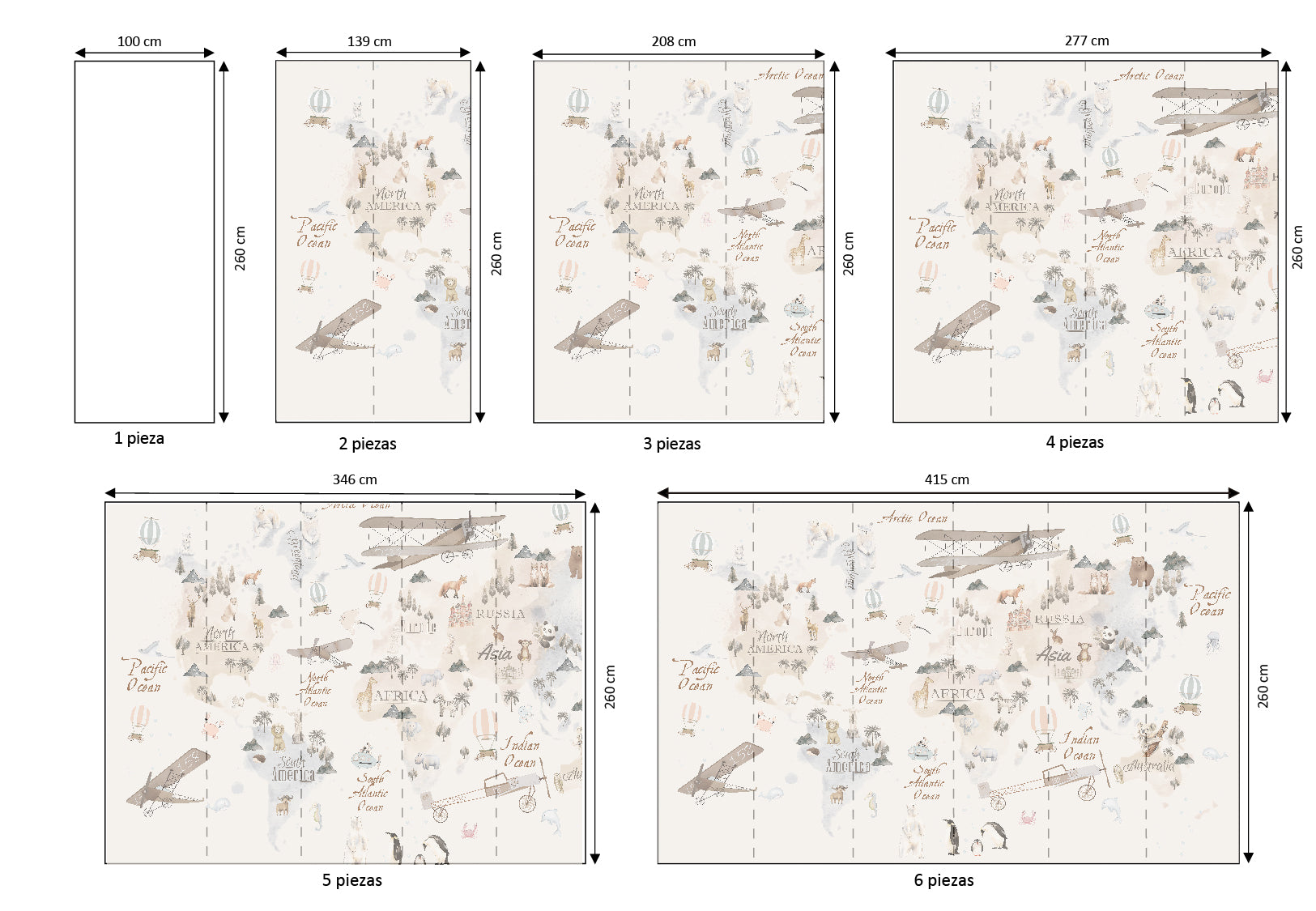 Mural vinílico autoadhesivo Wallplas Infantil Mapa
