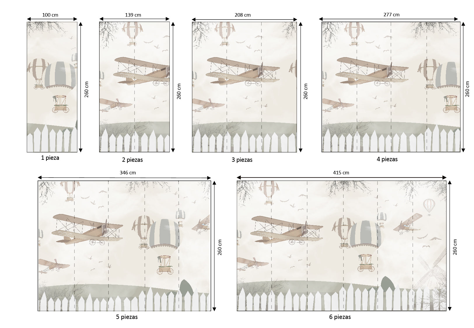Mural vinílico autoadhesivo Wallplas Infantil Aviones