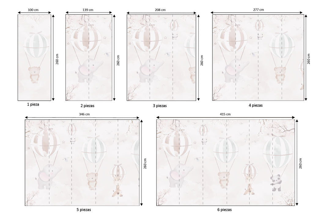 Mural vinílico autoadhesivo Wallplas Infantil Elefantes