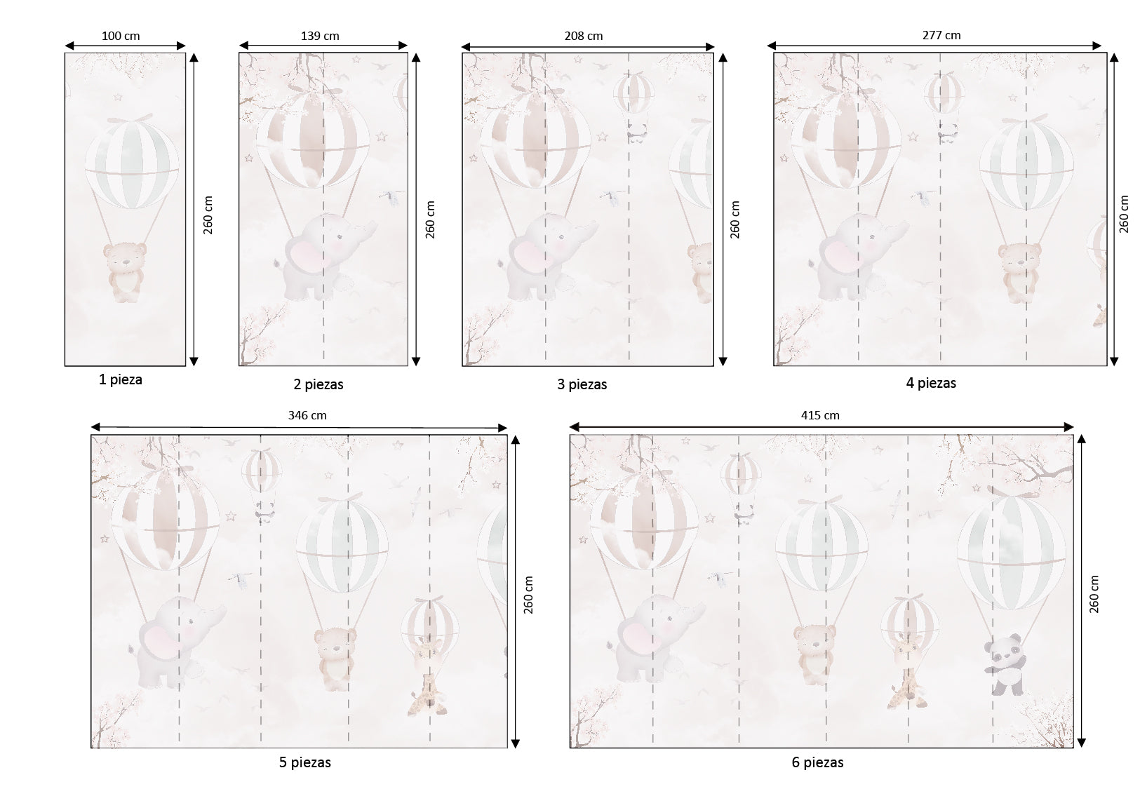 Mural vinílico autoadhesivo Wallplas Infantil Elefantes