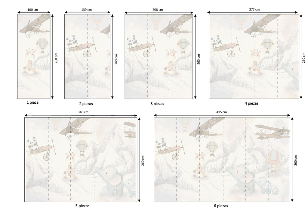 Mural vinílico autoadhesivo Wallplas Infantil Montañas