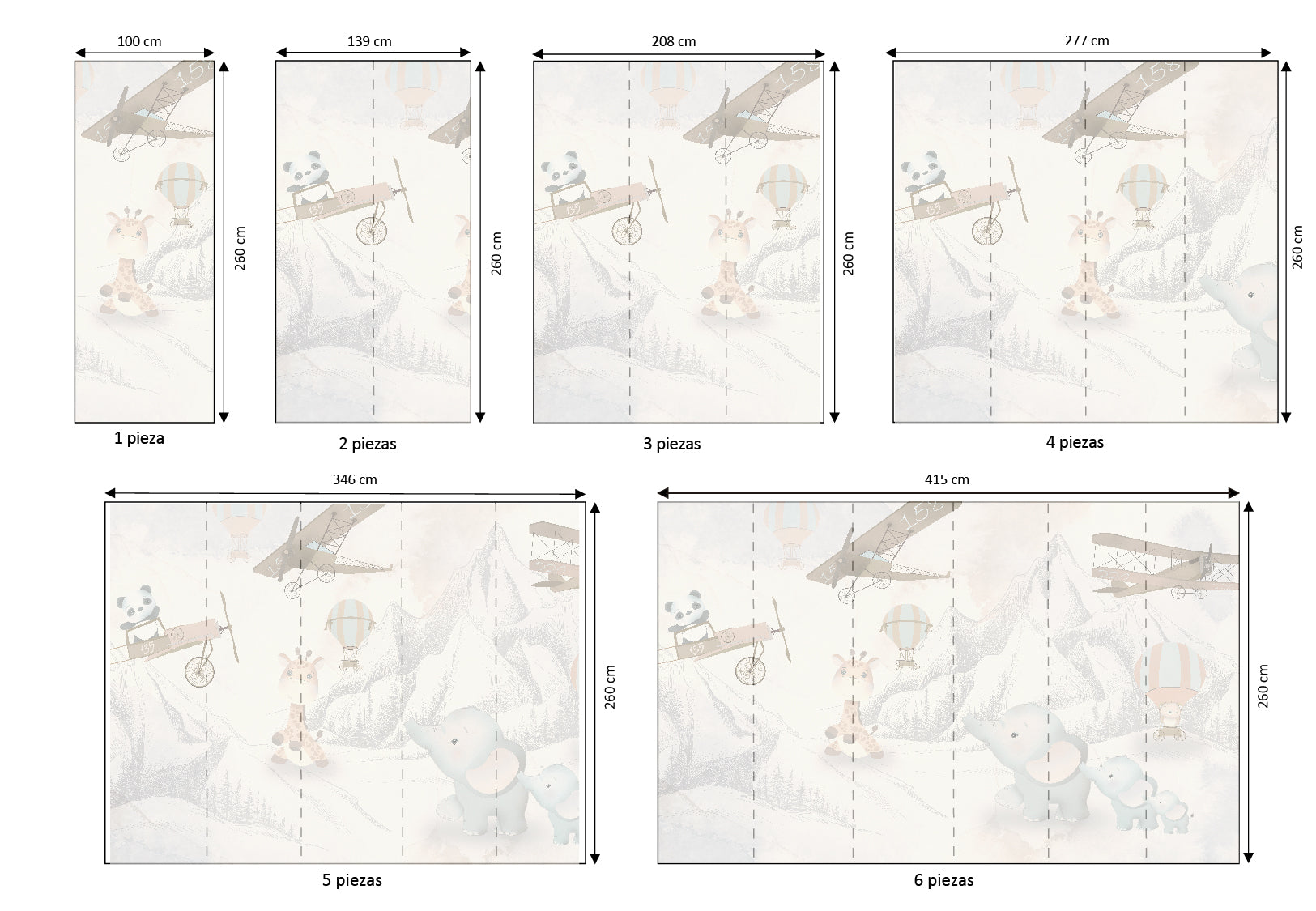 Mural vinílico autoadhesivo Wallplas Infantil Montañas