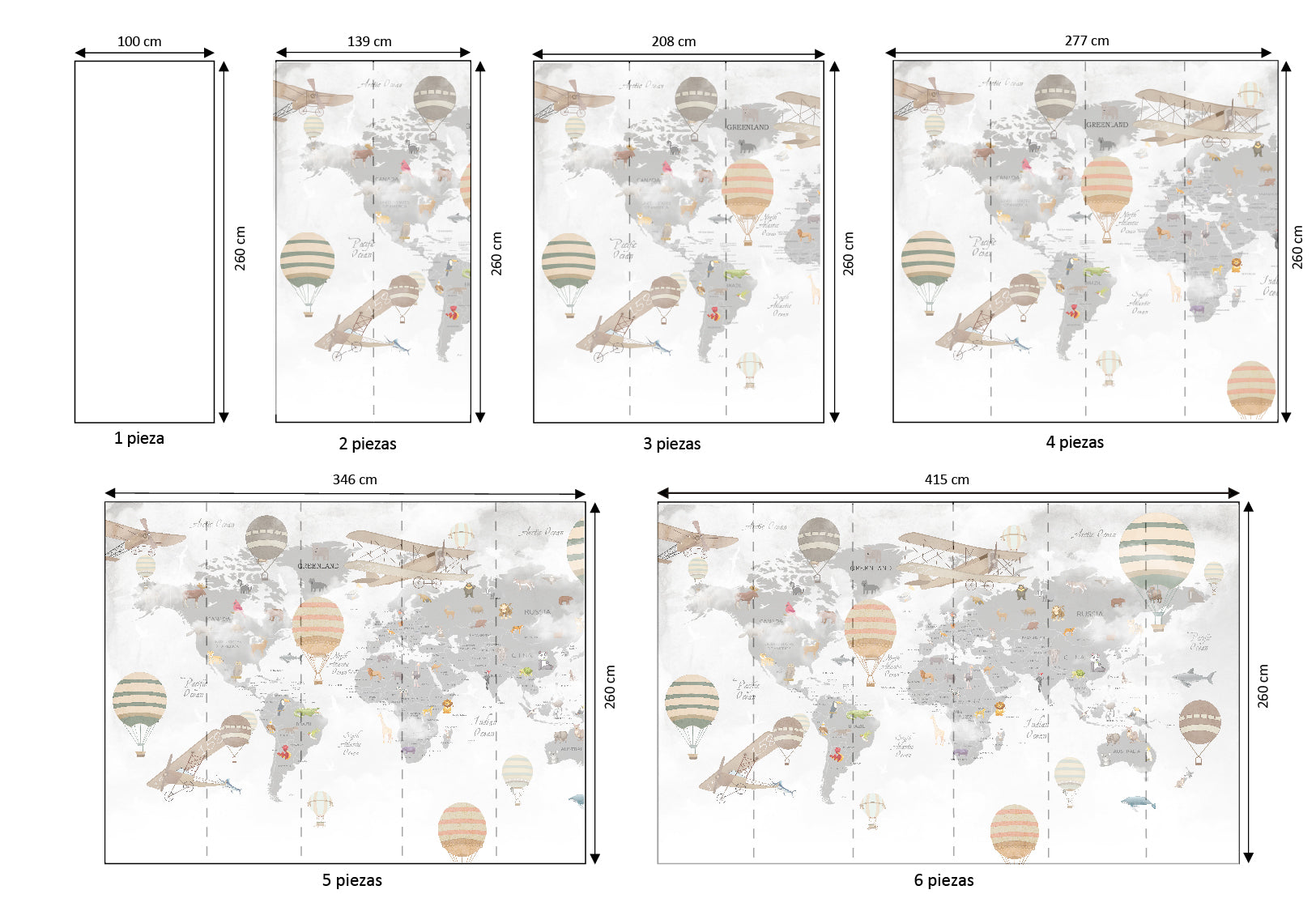 Mural vinílico autoadhesivo Wallplas Infantil Mundi