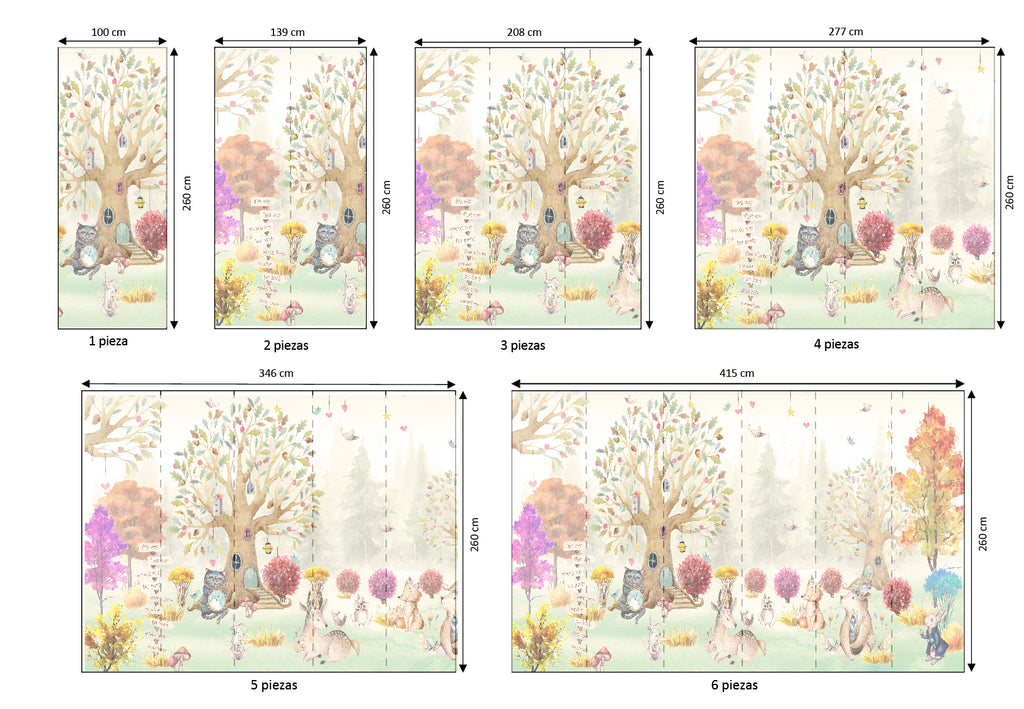 Mural vinílico autoadhesivo Wallplas Infantil Otoñal