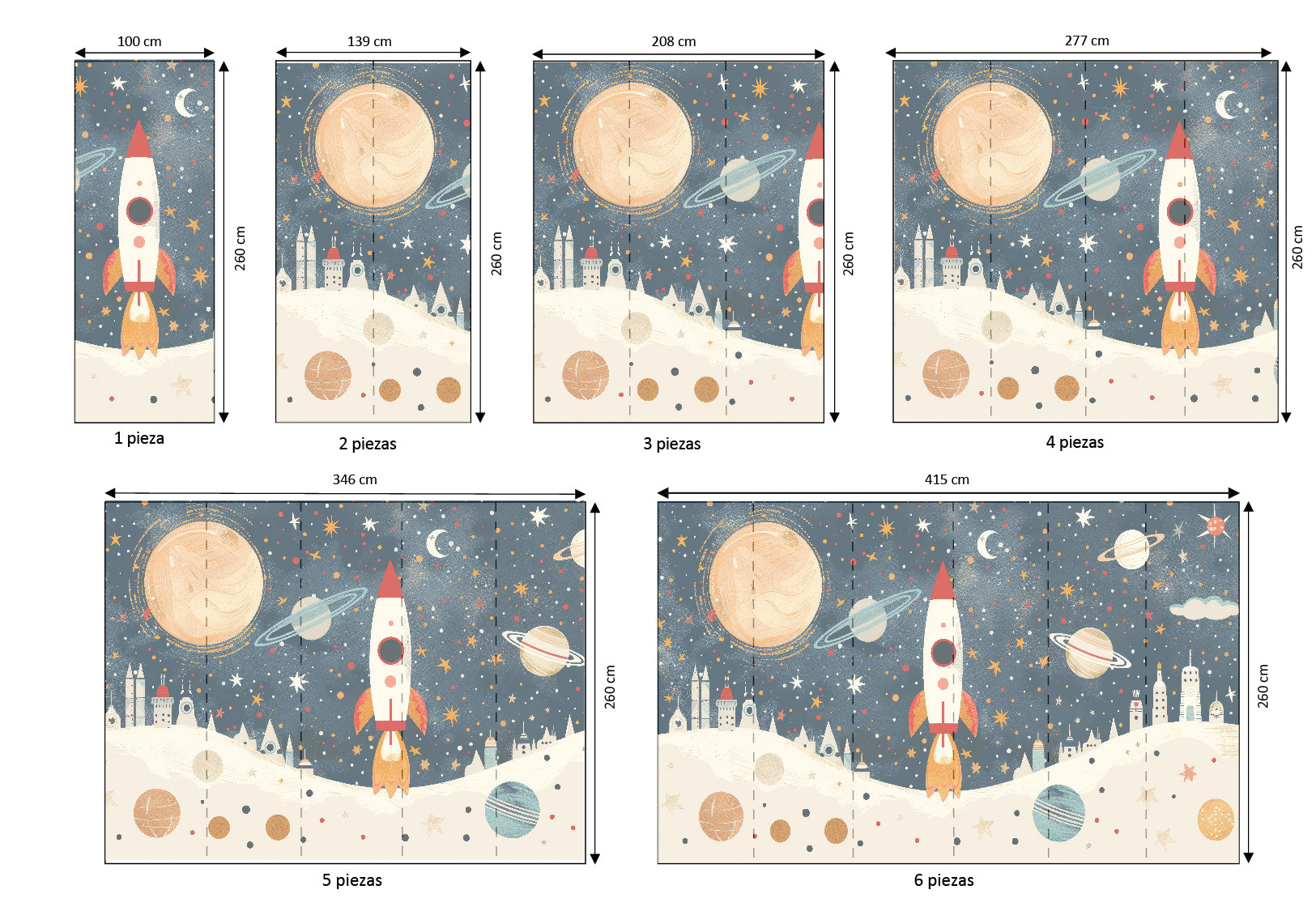 Mural vinílico autoadhesivo Wallplas Infantil Cohete