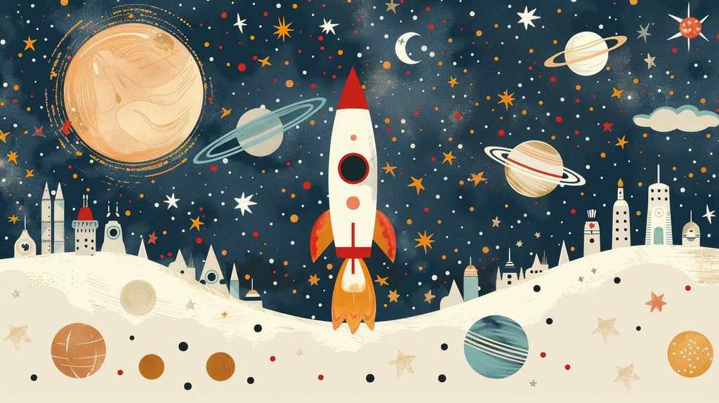 Mural vinílico autoadhesivo Wallplas Infantil Cohete