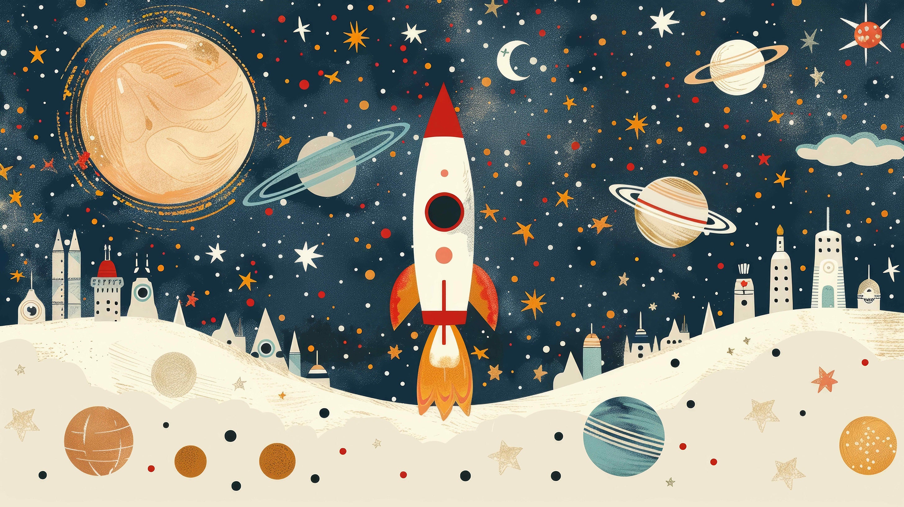 Mural vinílico autoadhesivo Wallplas Infantil Cohete