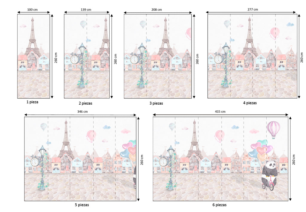 Mural vinílico autoadhesivo Wallplas Infantil Panda