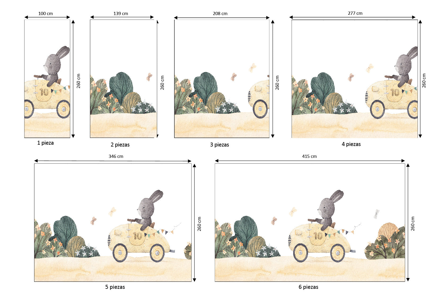 Mural vinílico autoadhesivo Wallplas Infantil Rabbit