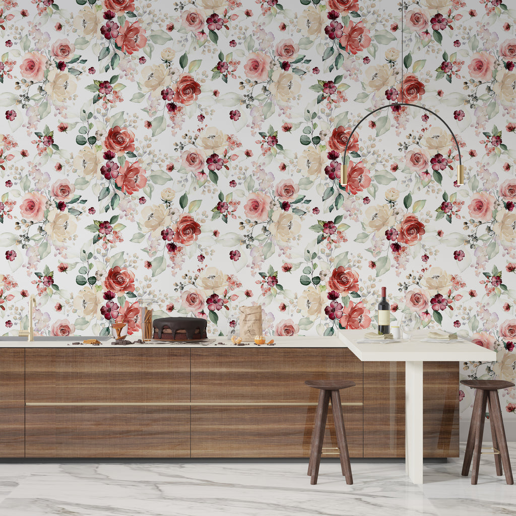 Papel pintado vinílico adhesivo Wallplas Roses