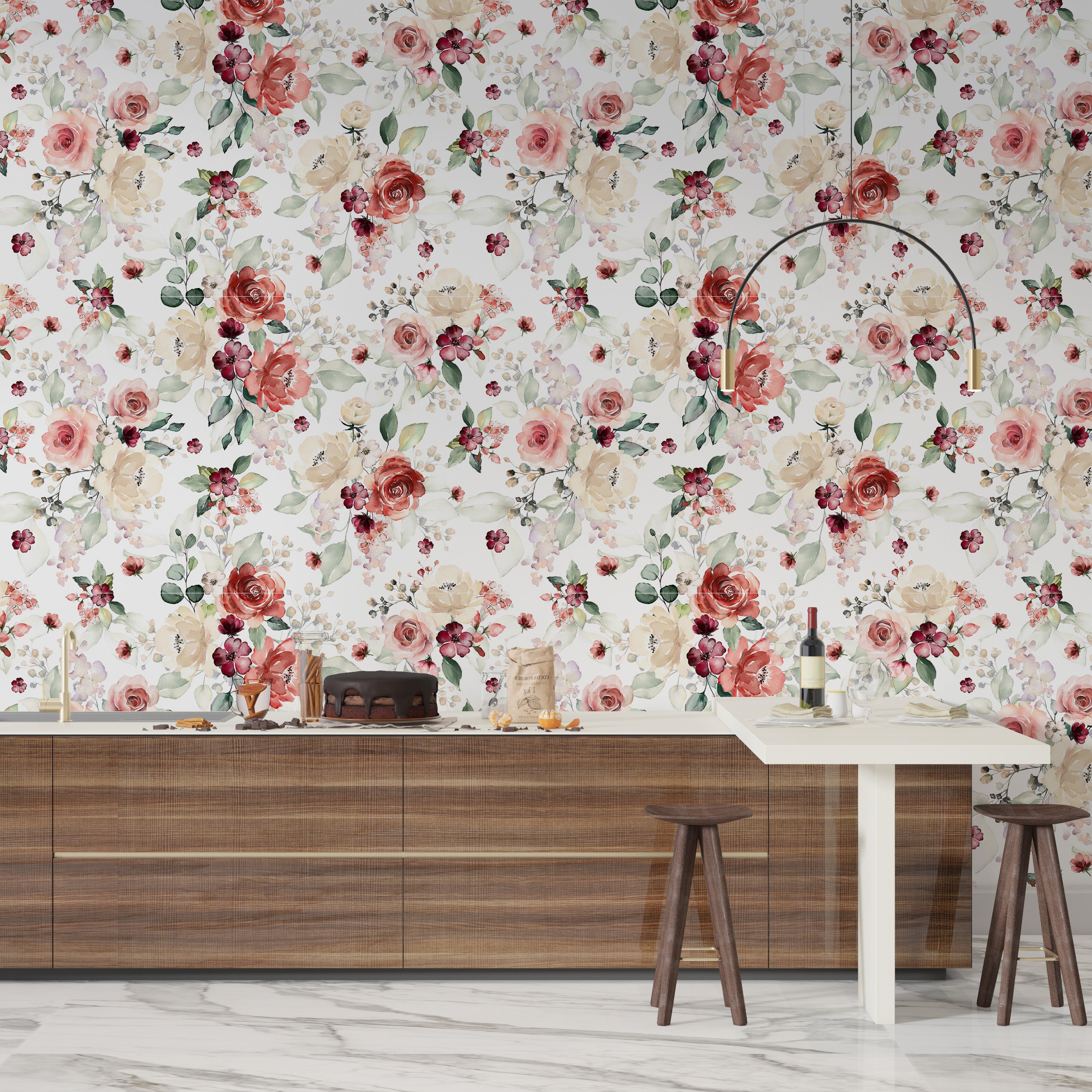 Papel pintado vinílico adhesivo Wallplas Roses