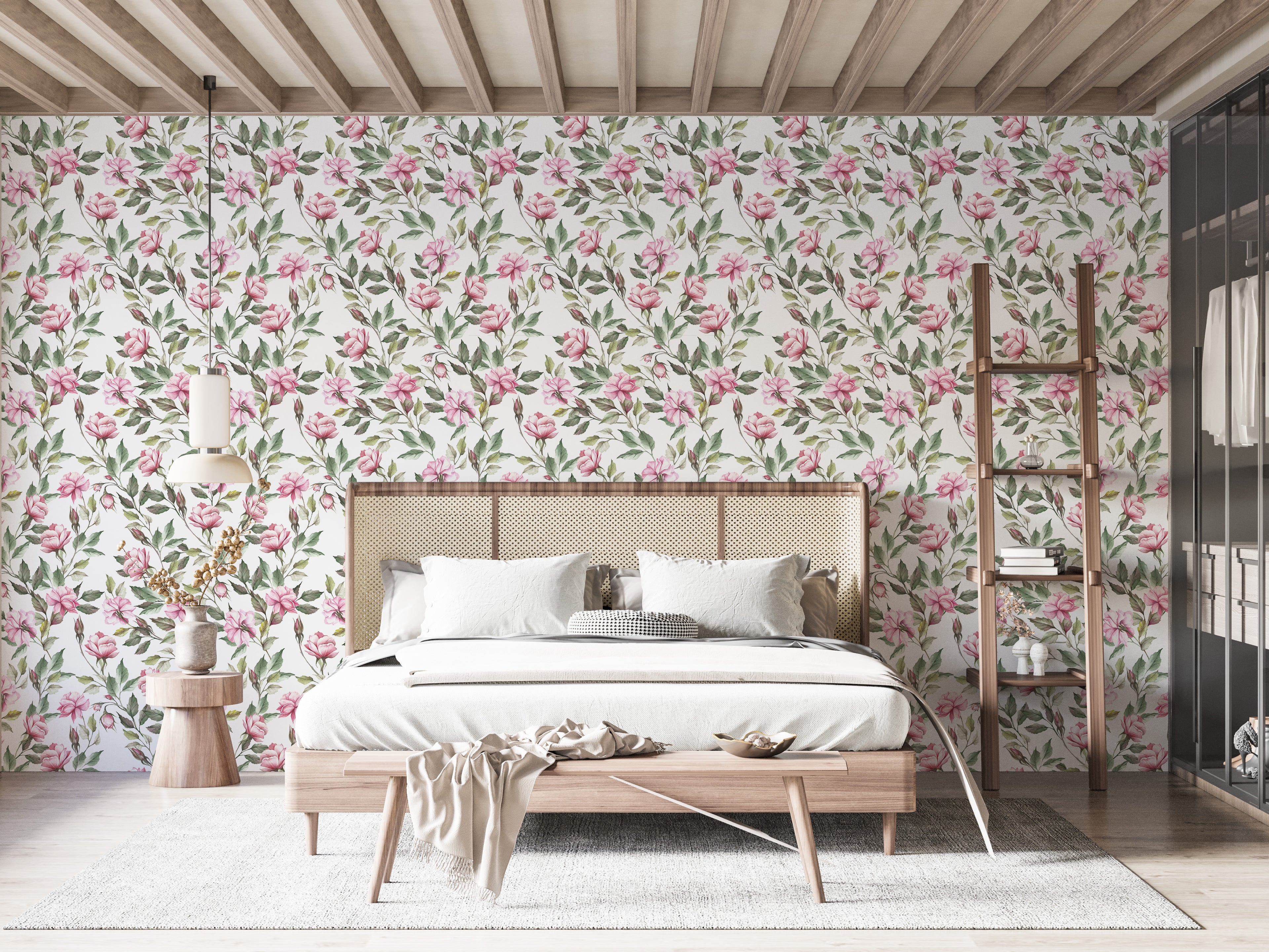 Papel pintado vinílico adhesivo Wallplas Rosas