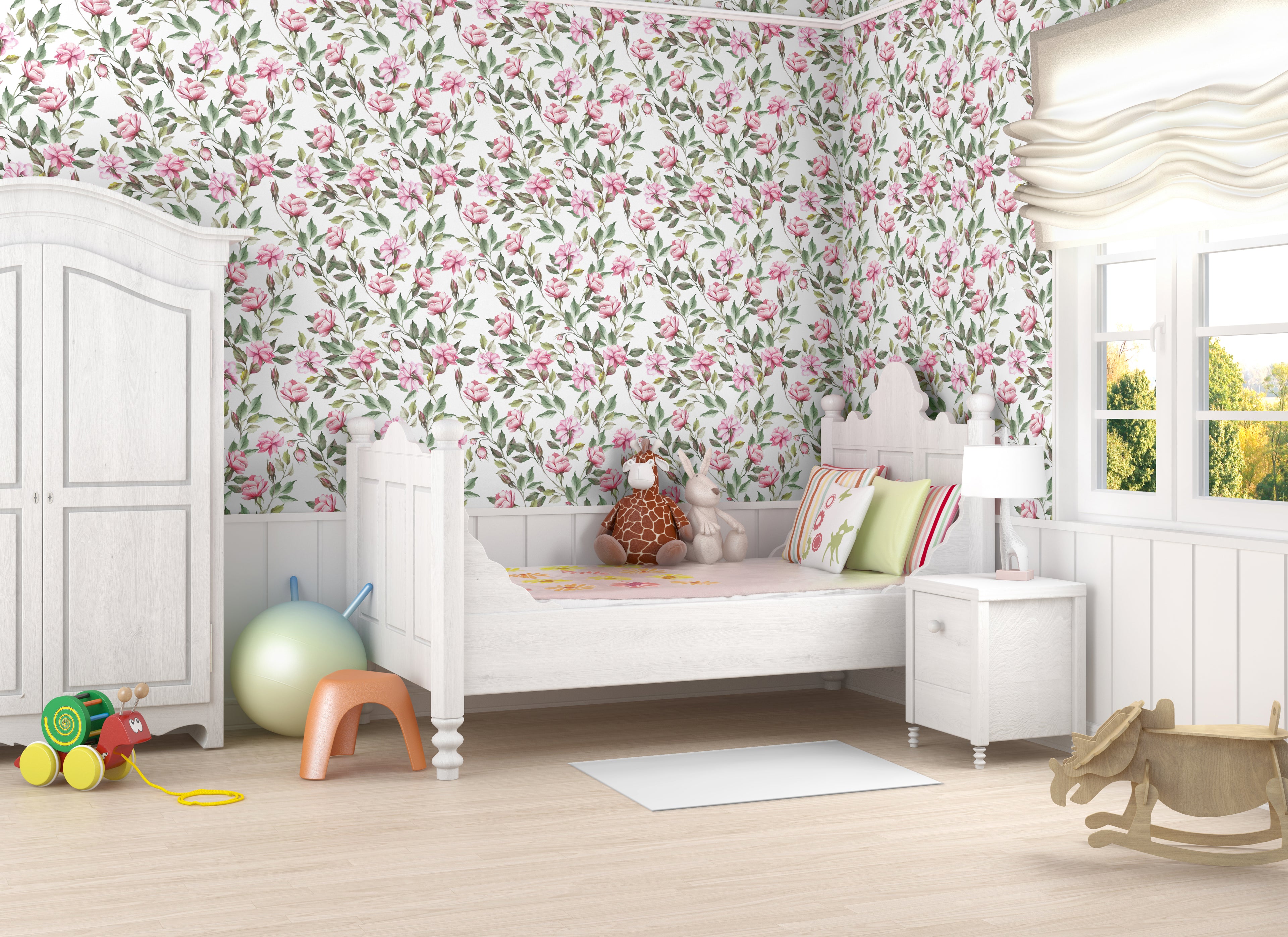 Papel pintado vinílico adhesivo Wallplas Rosas