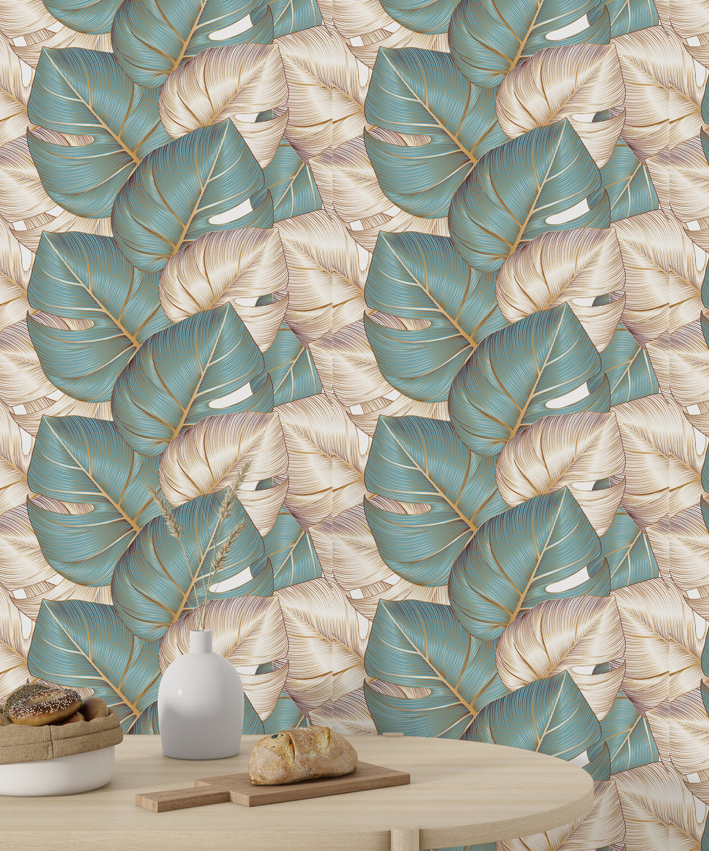 Papel pintado vinílico adhesivo Wallplas Hojas