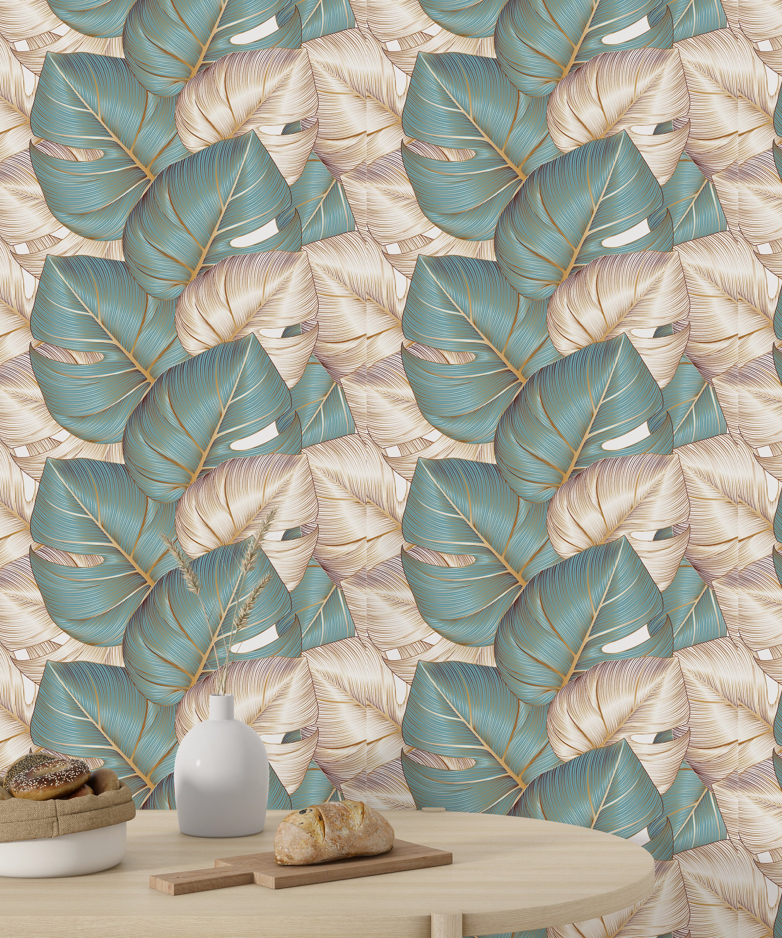 Papel pintado vinílico adhesivo Wallplas Hojas