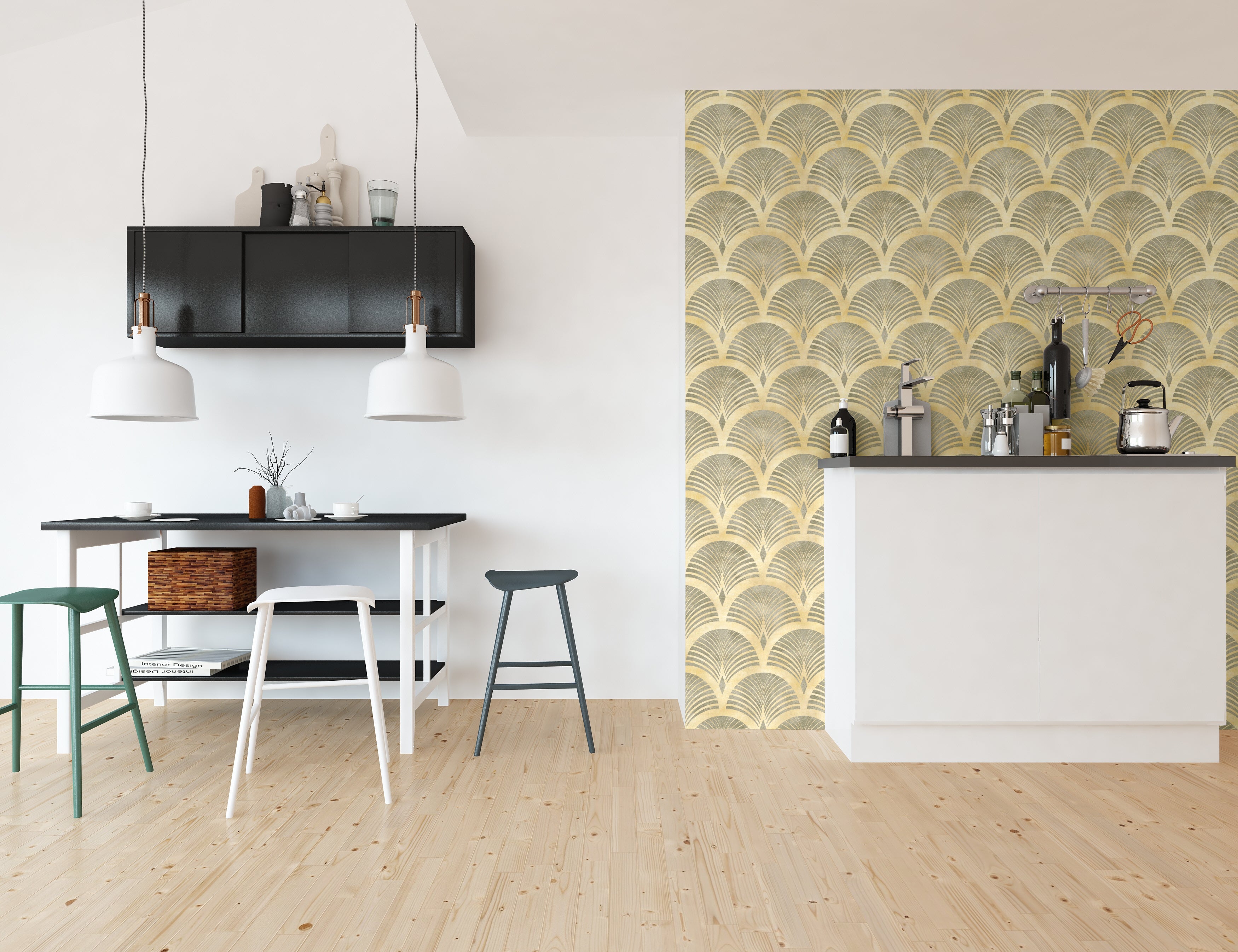 Papel pintado vinílico adhesivo Wallplas Abanicos