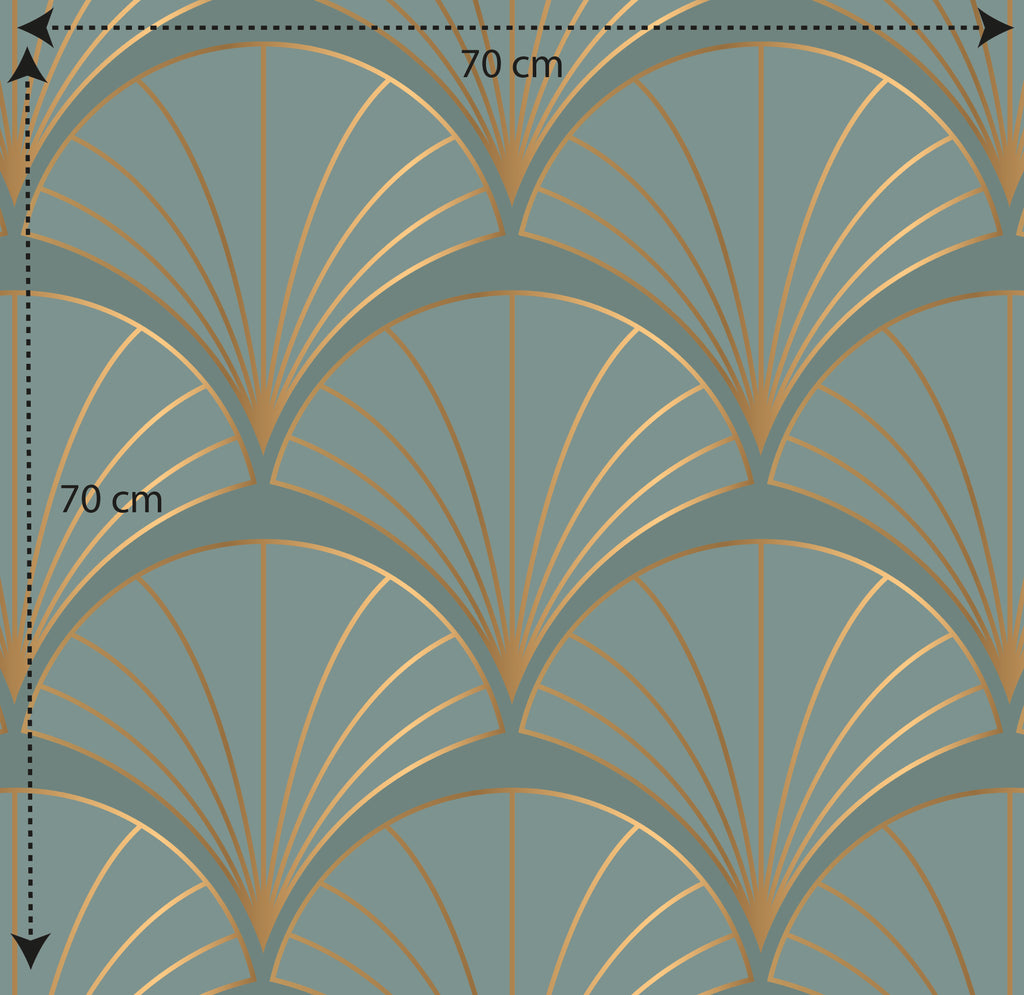 Papel pintado vinílico adhesivo Wallplas Abanicos verde