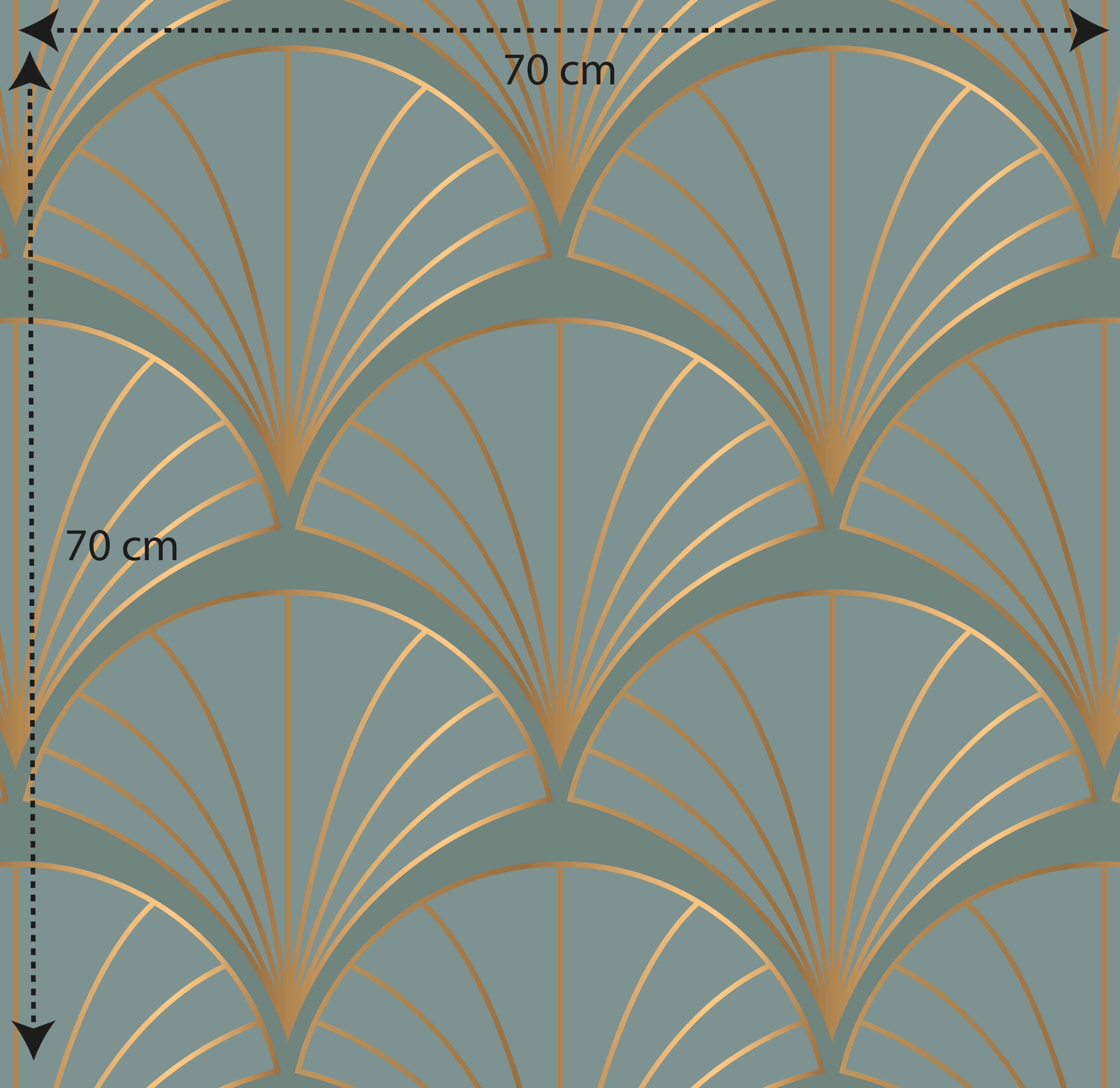 Papel pintado vinílico adhesivo Wallplas Abanicos verde