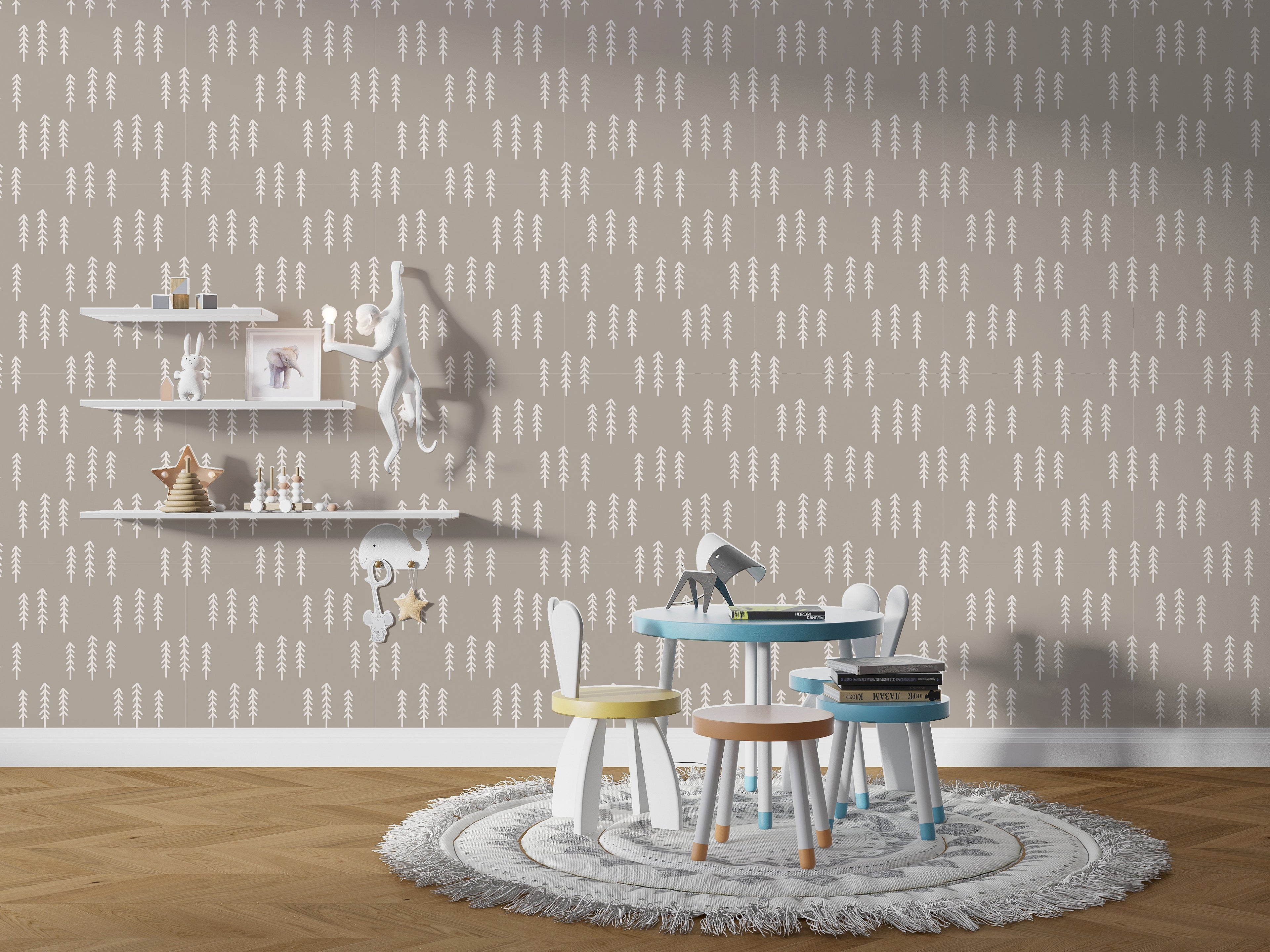 Papel pintado vinílico adhesivo Wallplas Abetos